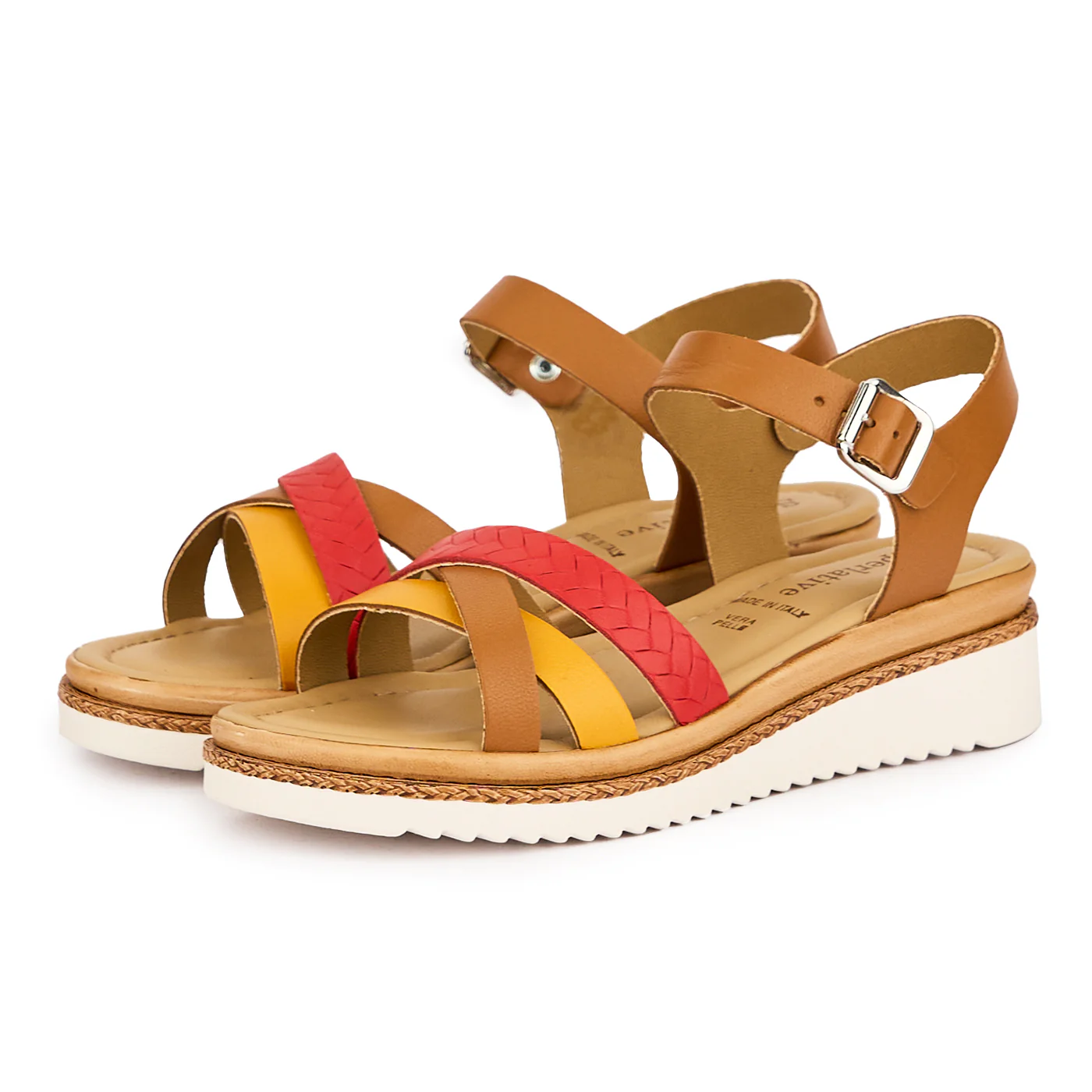 Sandale dama din piele naturala multicolor cu platforma 16143 - Image 3