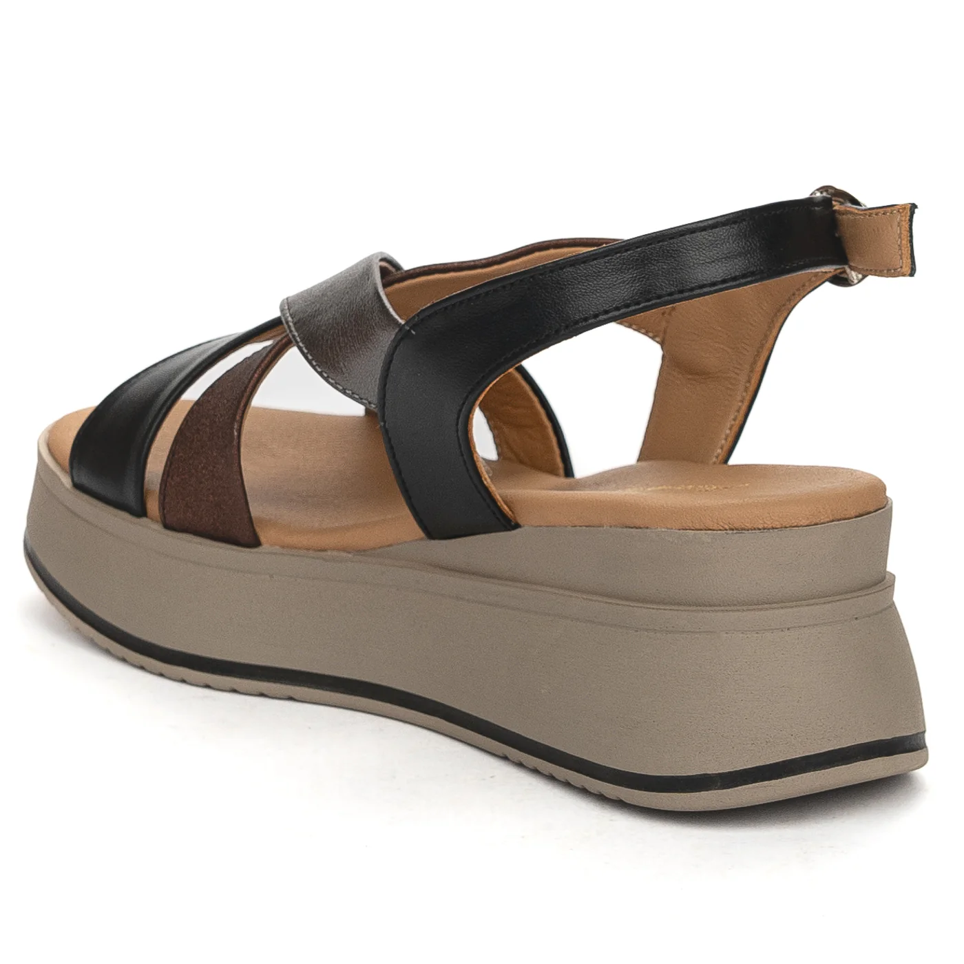 Sandale dama din piele naturala multicolor cu talpa inalta 13864 - Image 2