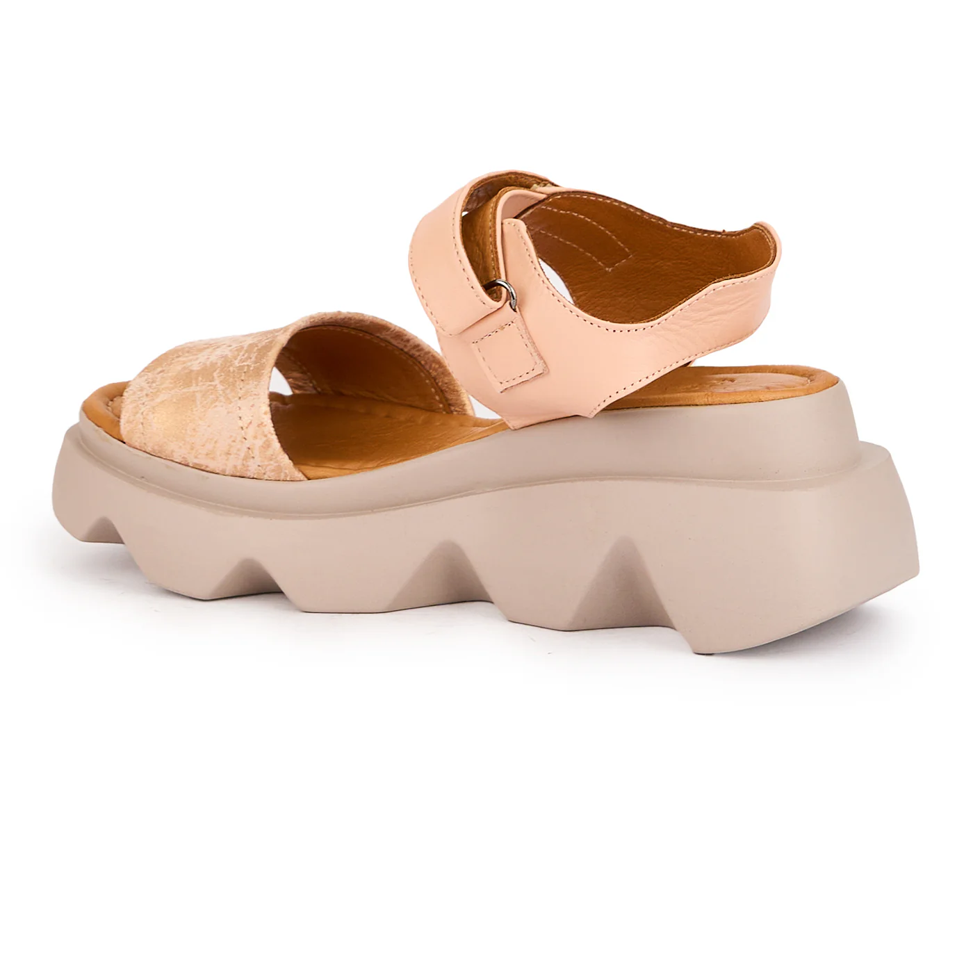 Sandale dama din piele naturala multicolor cu talpa inalta 7 cm 16315 - Image 3