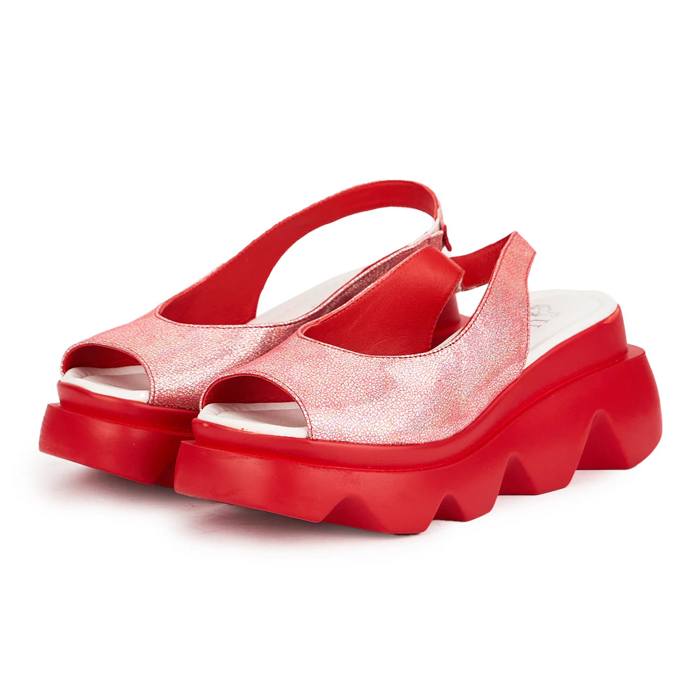 Sandale dama din piele naturala multicolor cu talpa inalta 7 cm 16320 - Image 3