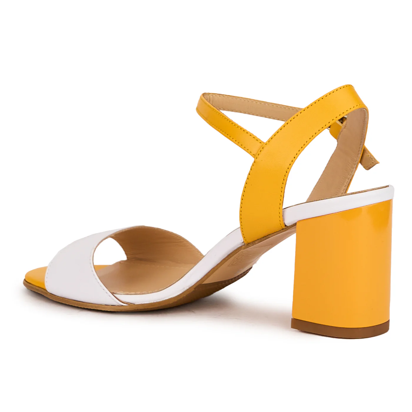 Sandale dama din piele naturala multicolor cu toc gros 7.5 cm 16436 - Image 2
