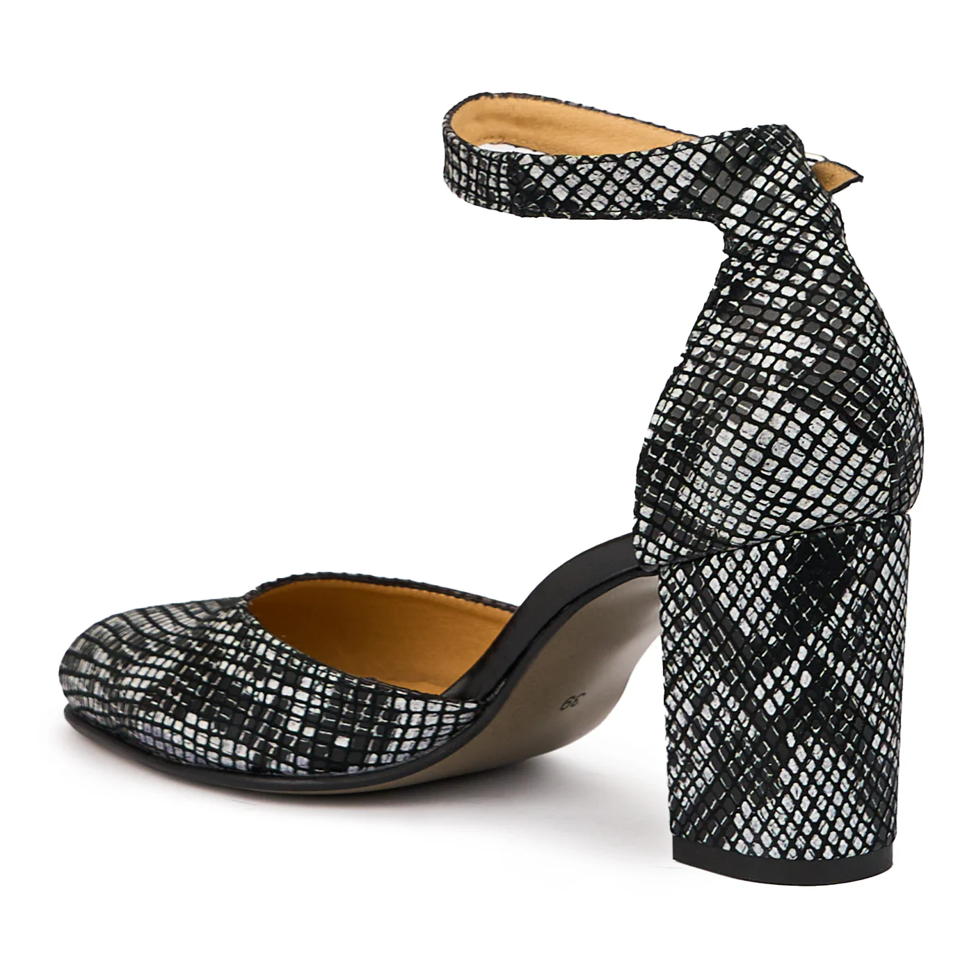 Sandale dama din piele naturala multicolor cu toc gros 8 cm 14353 - Image 2