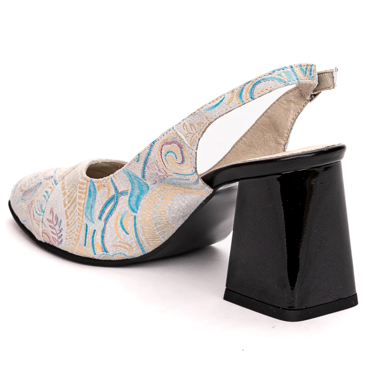 Sandale dama din piele naturala multicolor model floral 13640 - Image 2