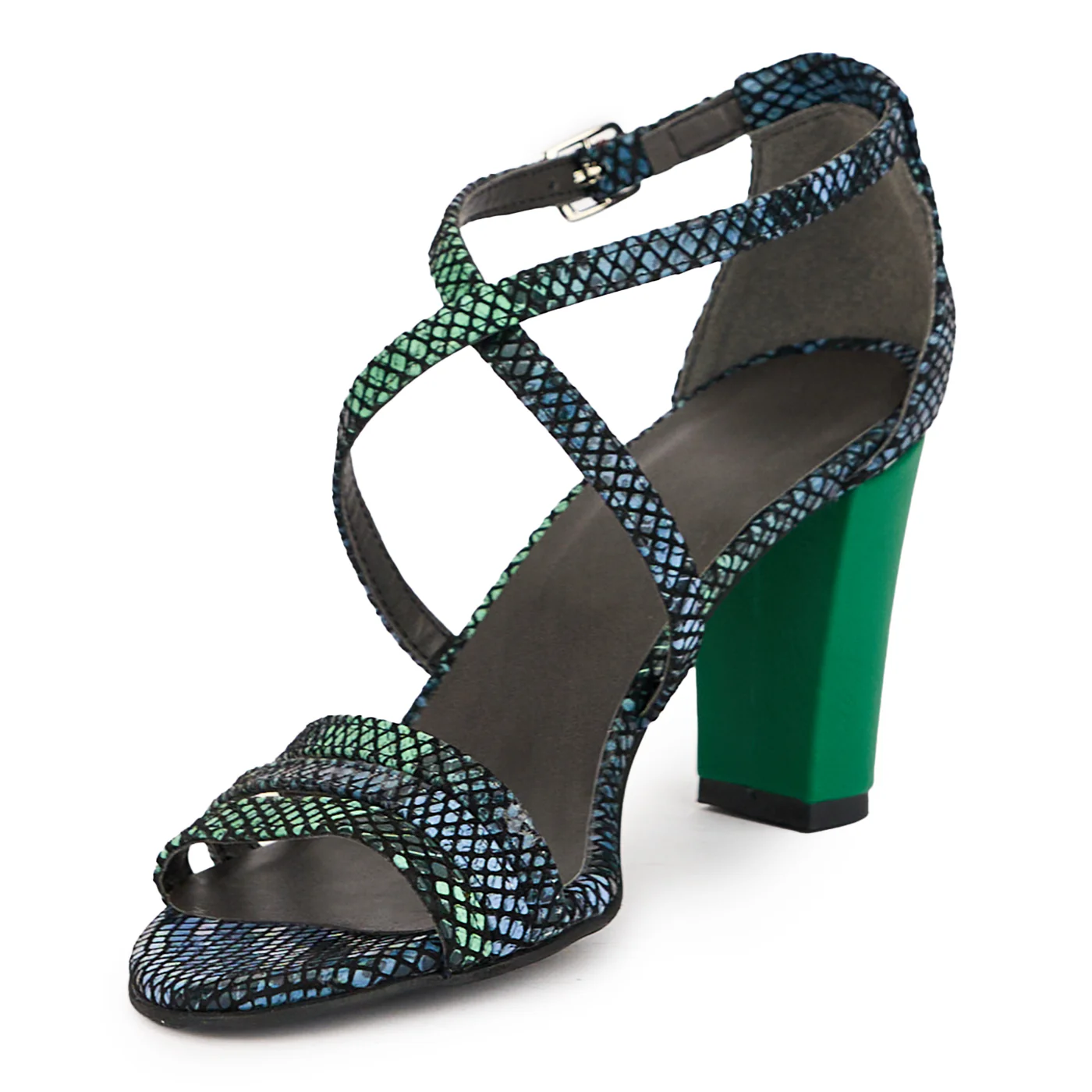Sandale dama din piele naturala multicolor toc gros 9 cm 16244 - Image 3