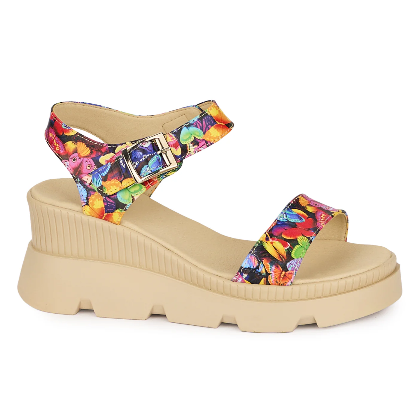 Sandale dama din piele naturala multicolora cu platforma 7 cm 18526
