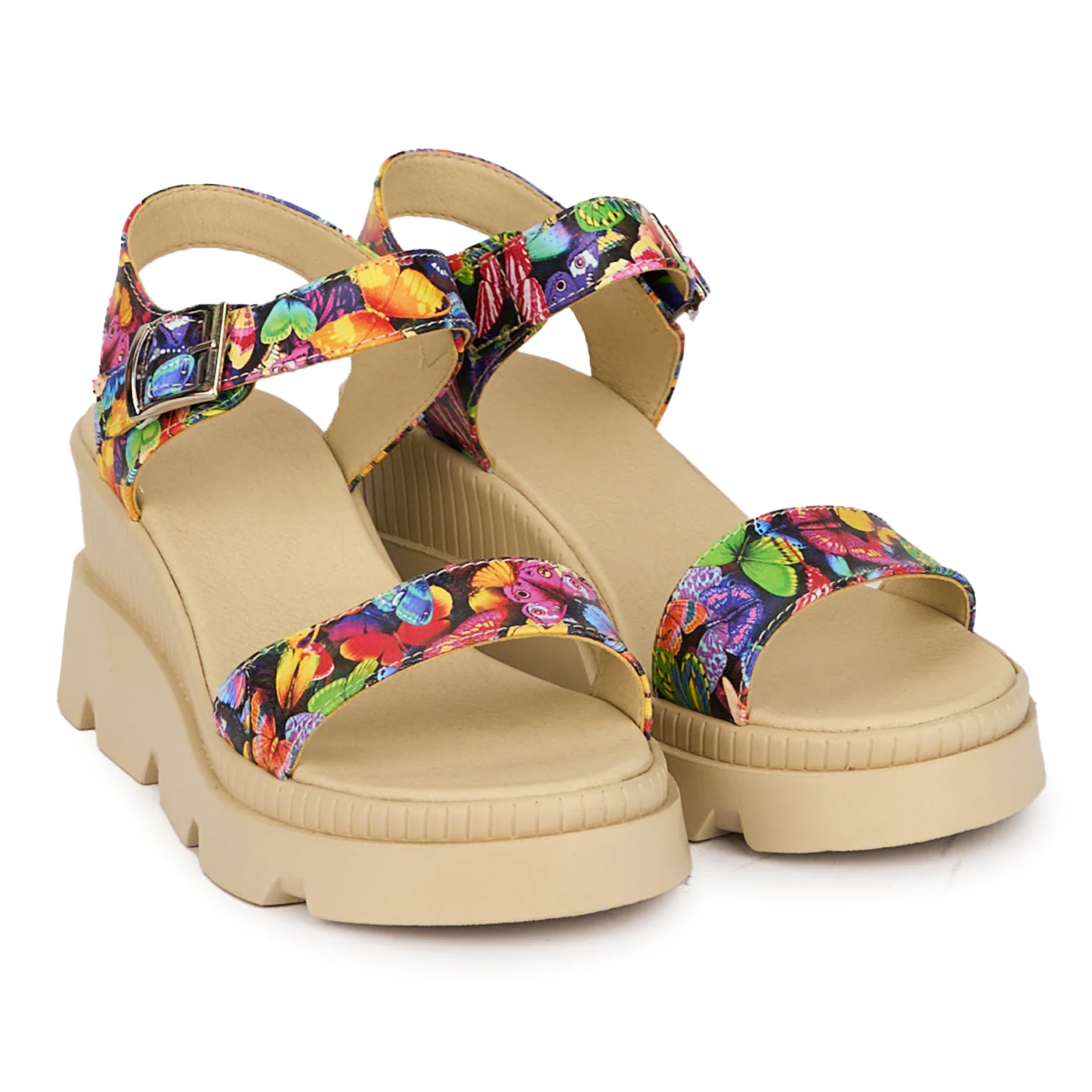 Sandale dama din piele naturala multicolora cu platforma 7 cm 18526 - Image 4