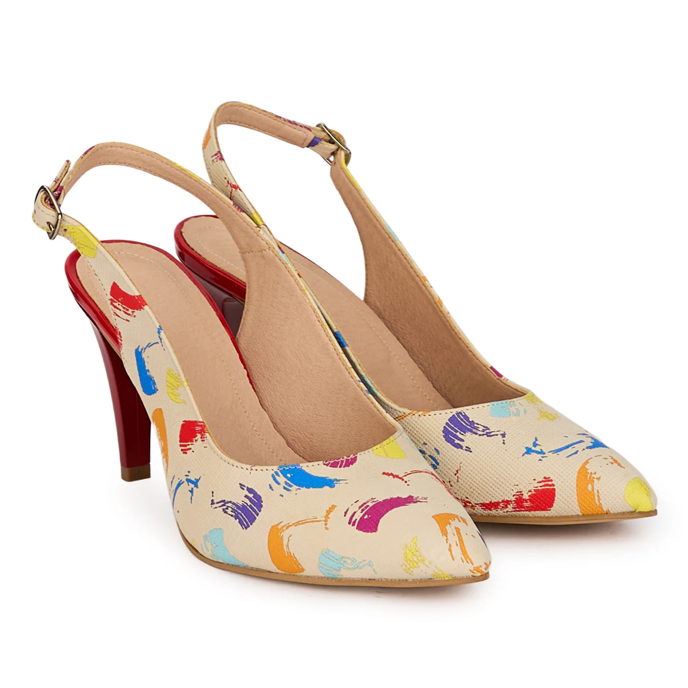 Sandale dama din piele naturala multicolora cu toc subtire 8.5 cm 18509 - Image 4