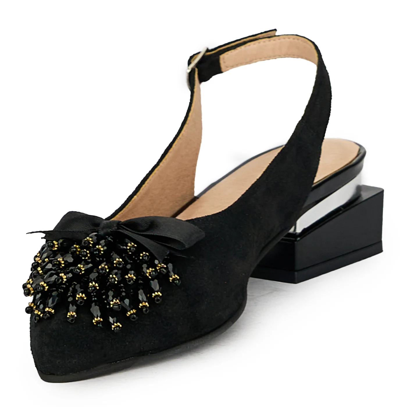 Sandale dama din piele naturala neagra cu accesoriu 17590 - Image 3