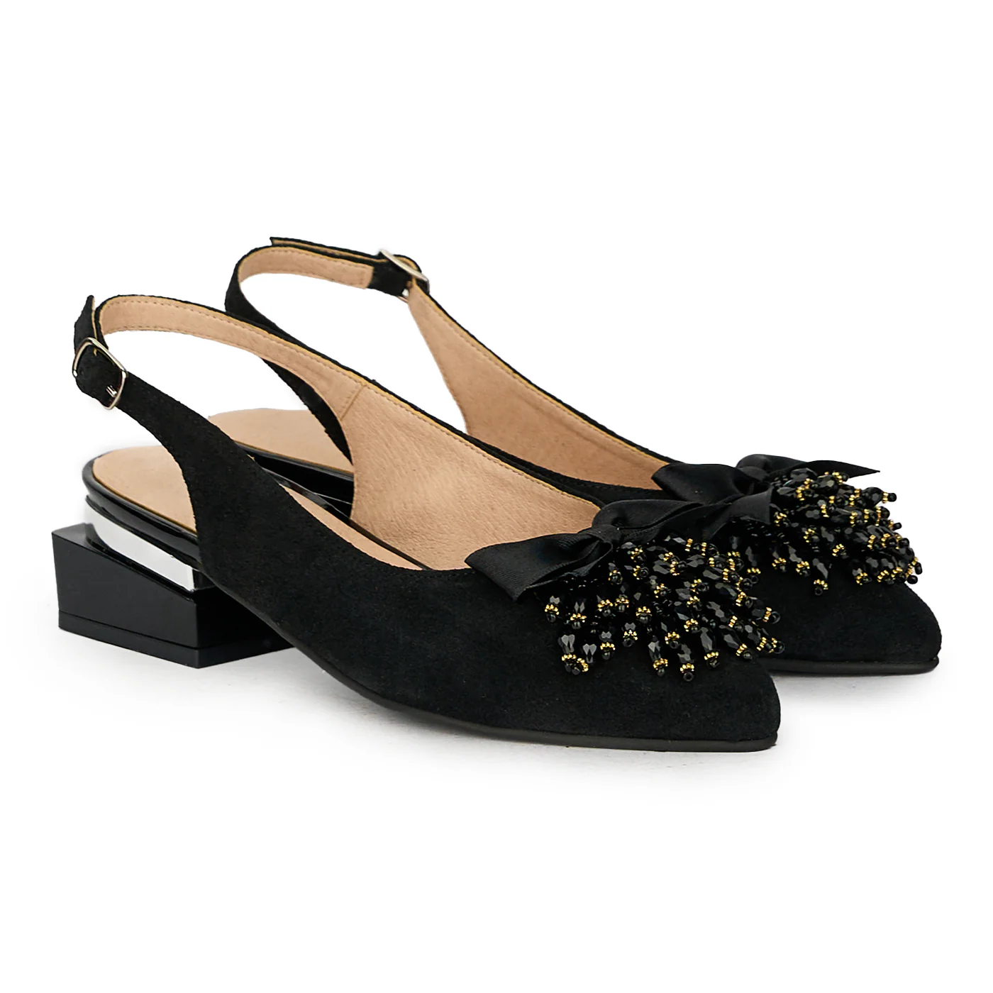 Sandale dama din piele naturala neagra cu accesoriu 17590 - Image 4