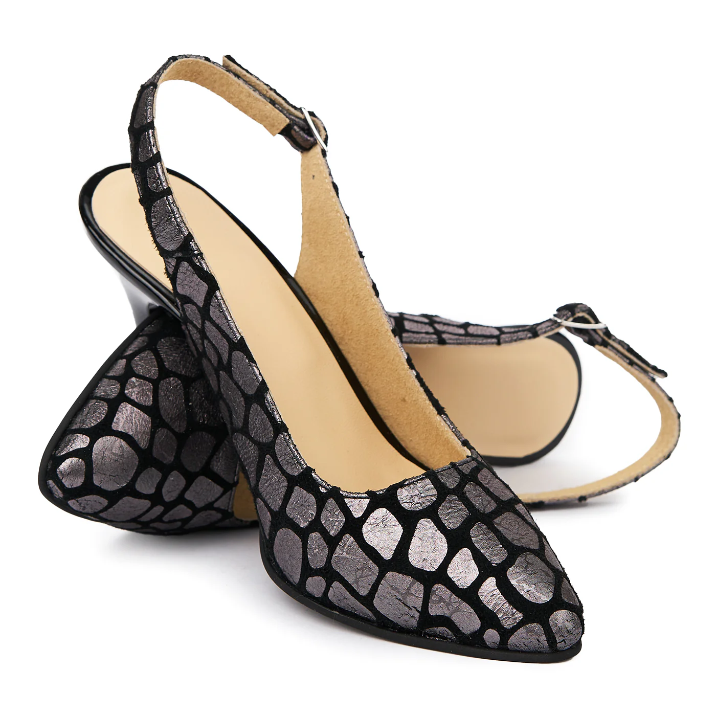 Sandale dama din piele naturala neagra cu model 5015 - Image 4