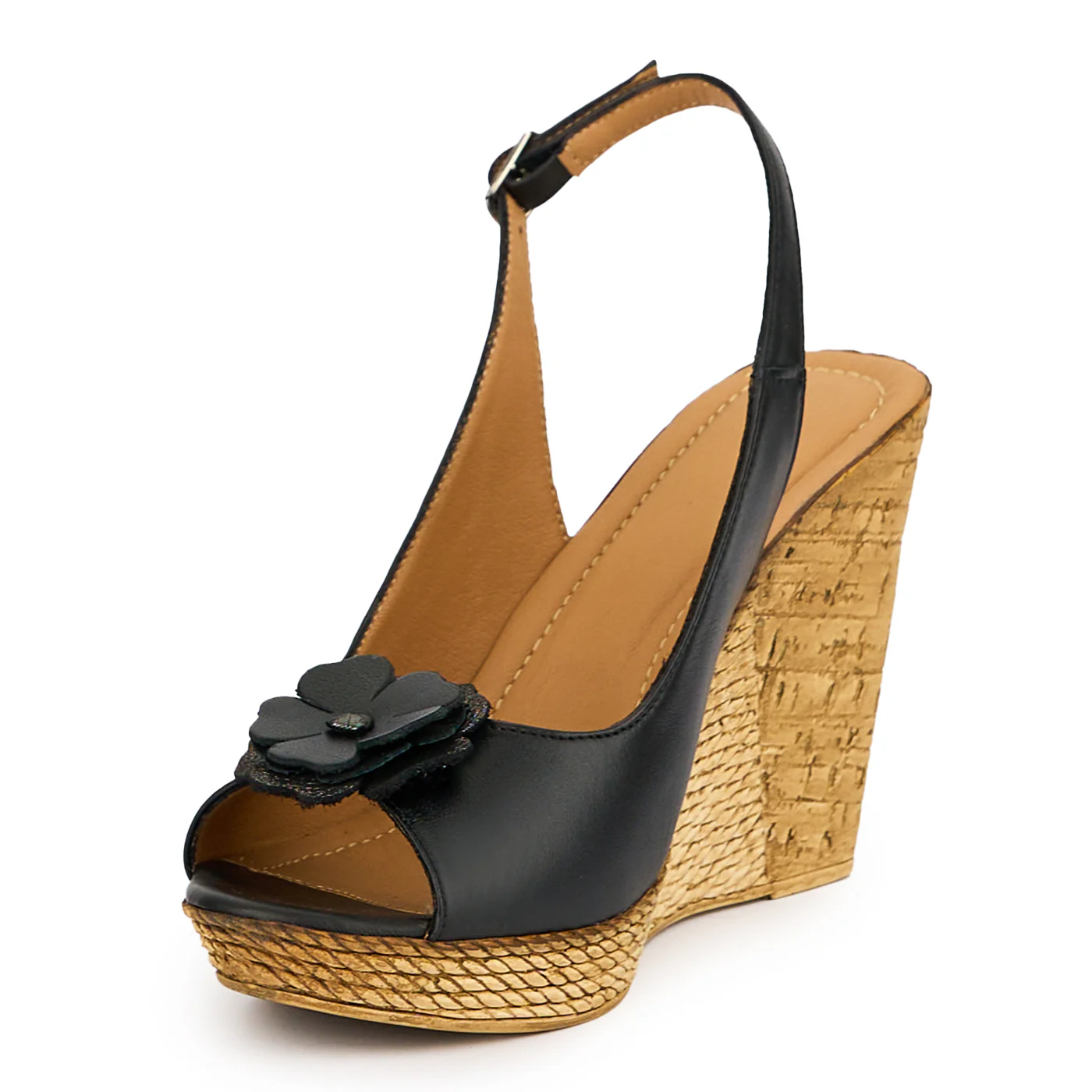 Sandale dama din piele naturala neagra cu platforma 10 cm 15147 - Image 3