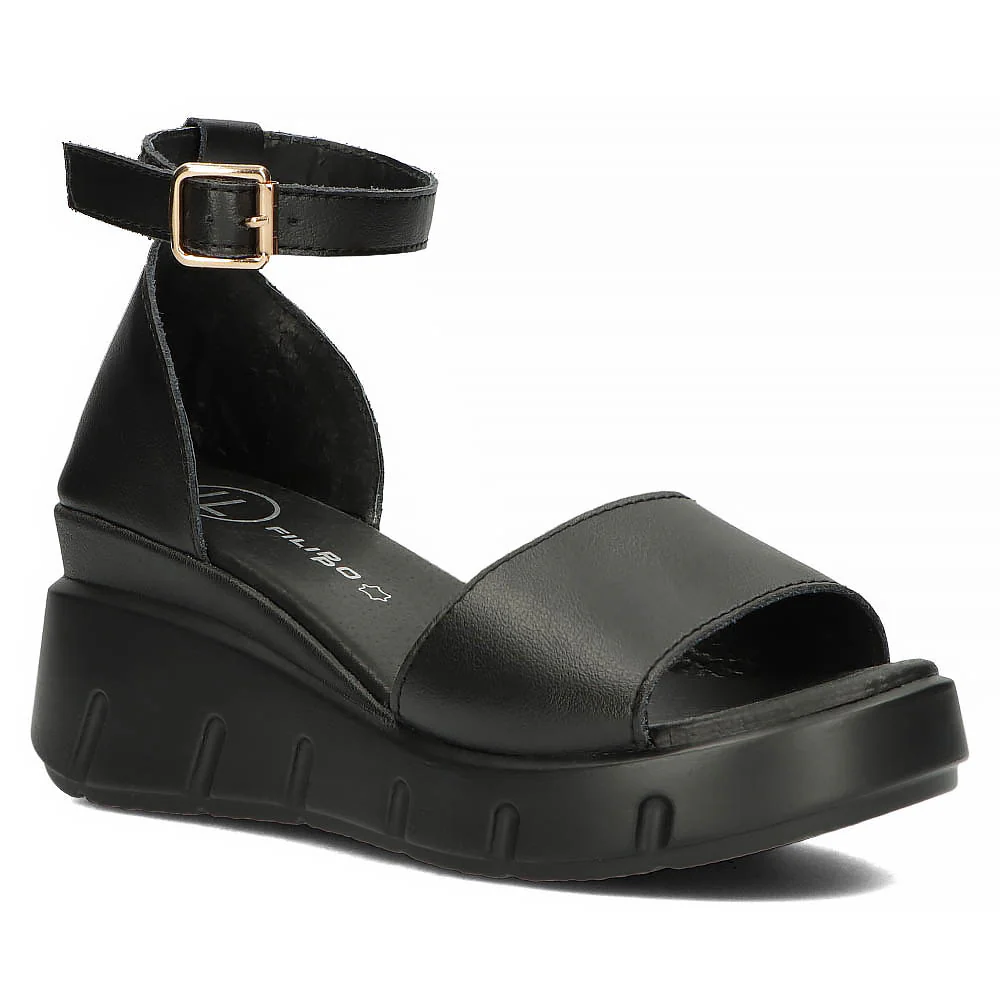 Sandale dama din piele naturala neagra cu platforma 13304 - Image 3