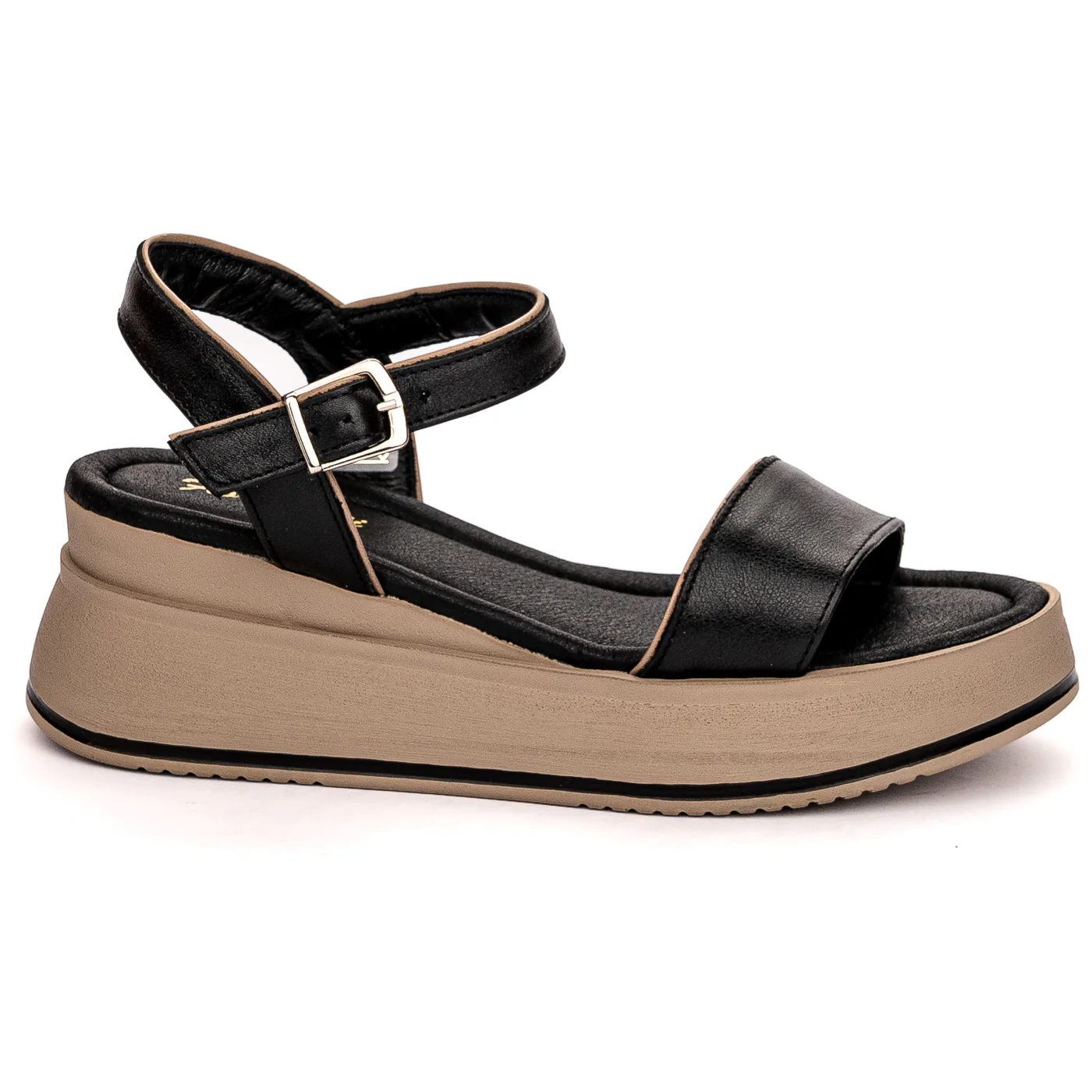 Sandale dama din piele naturala neagra cu platforma 13599
