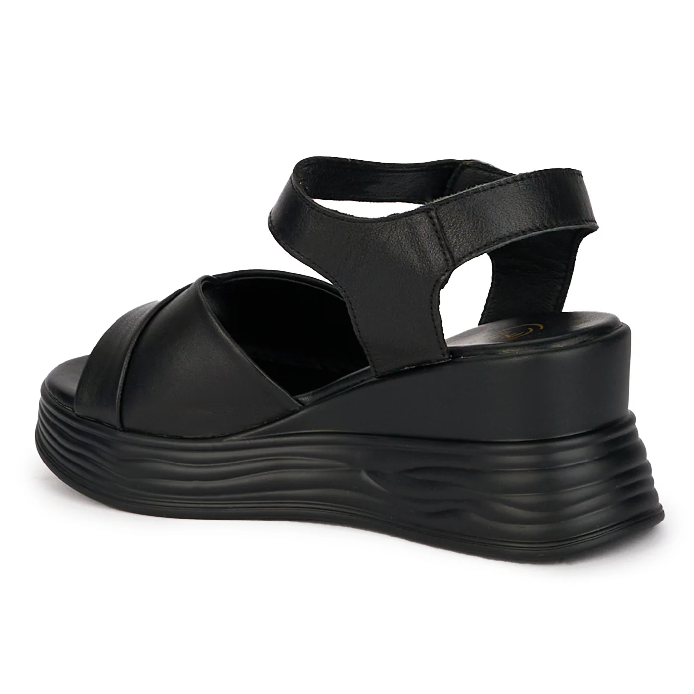 Sandale dama din piele naturala neagra cu platforma 18217 - Image 2