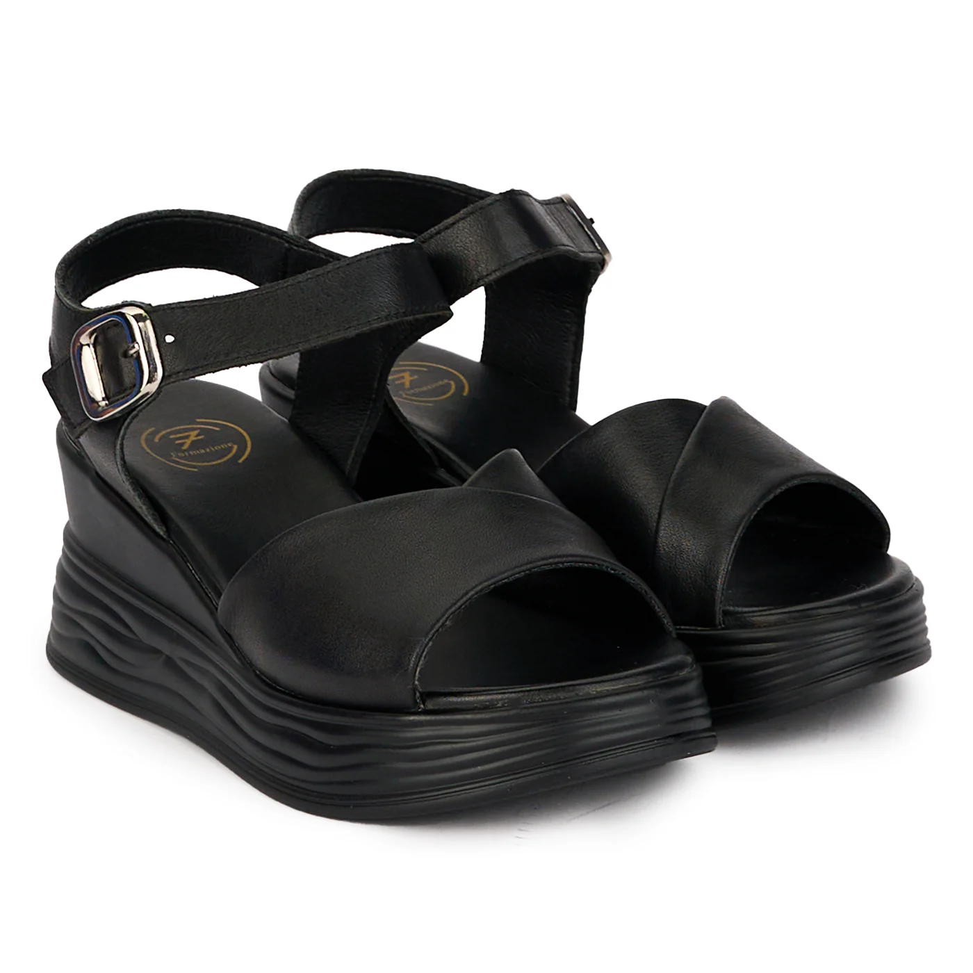 Sandale dama din piele naturala neagra cu platforma 18217 - Image 4