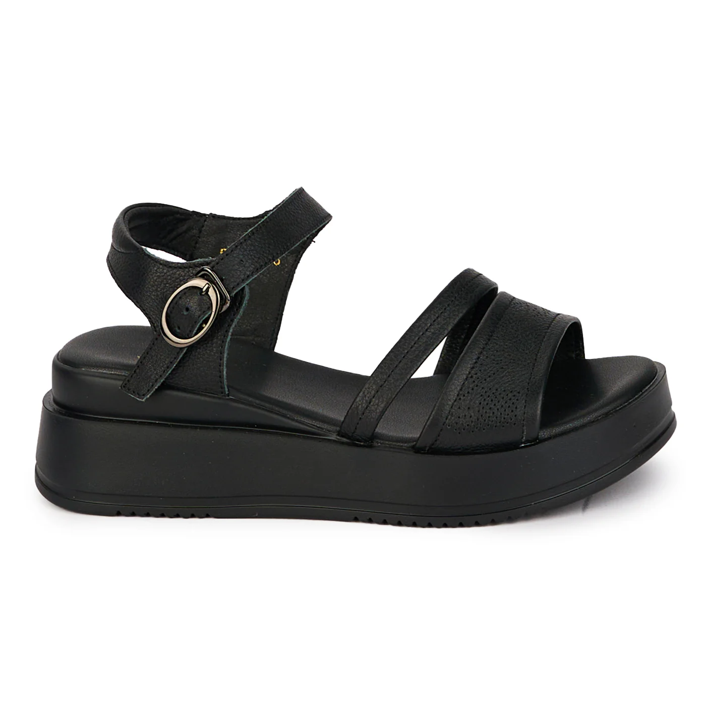 Sandale dama din piele naturala neagra cu platforma 18235
