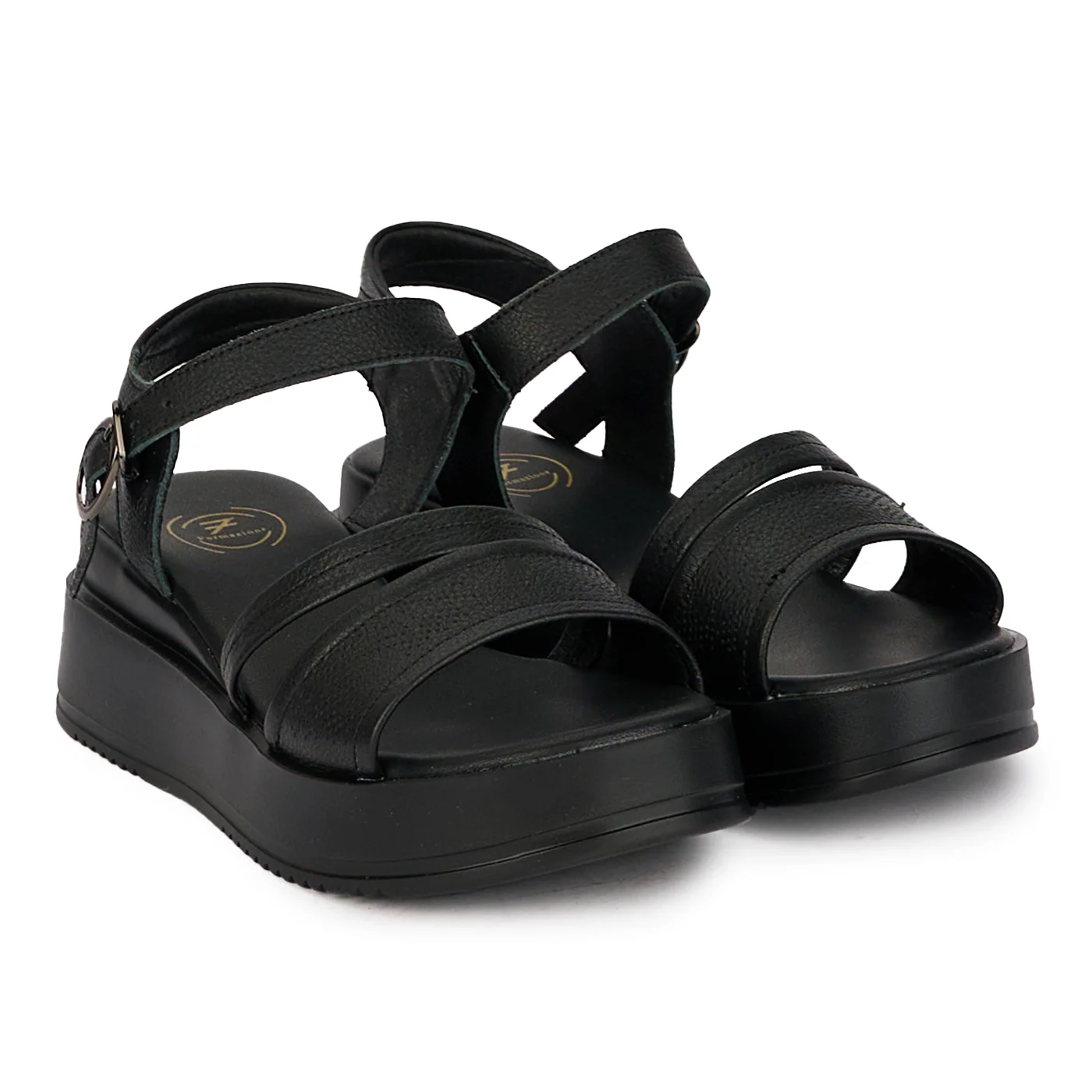 Sandale dama din piele naturala neagra cu platforma 18235 - Image 4