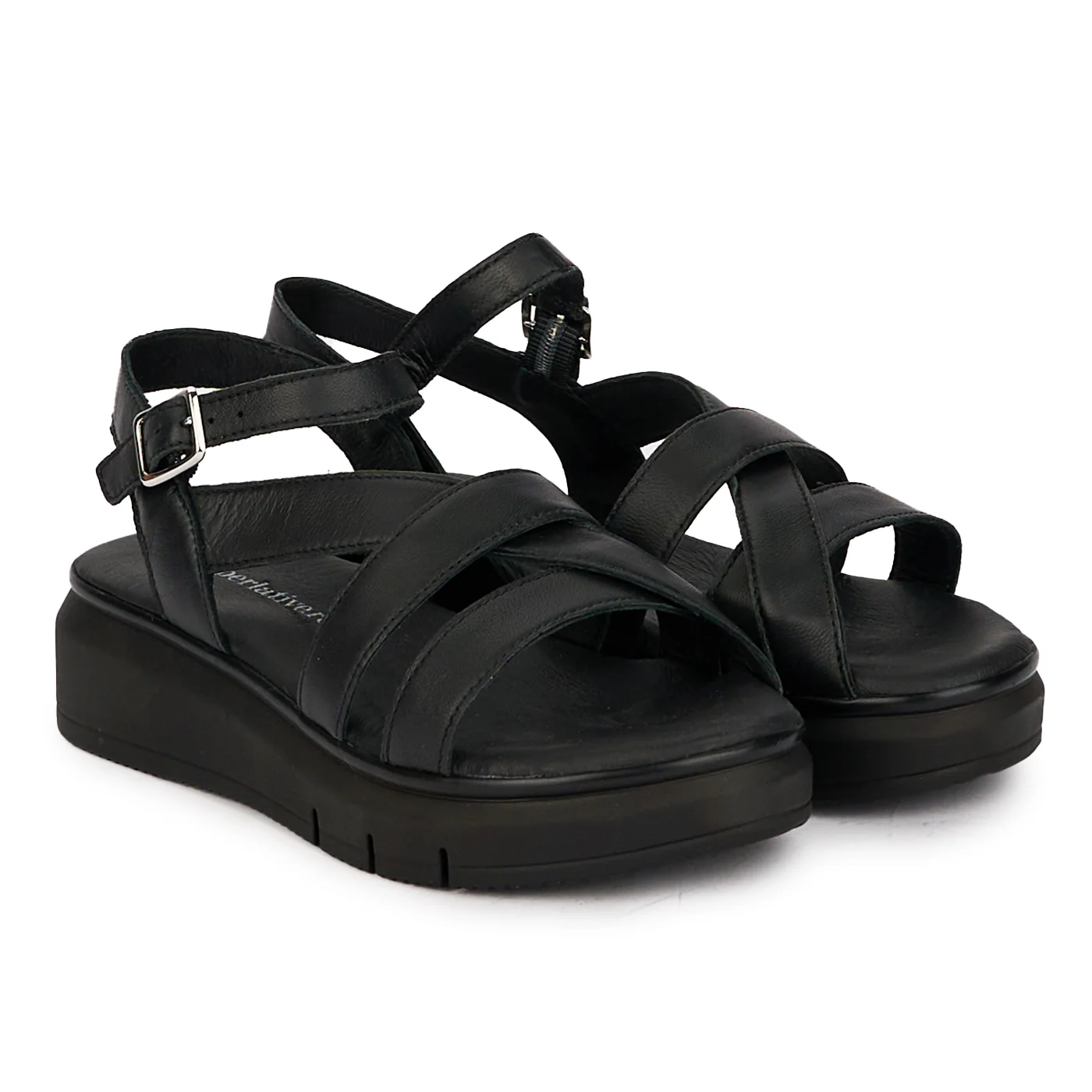 Sandale dama din piele naturala neagra cu platforma 18257 - Image 4