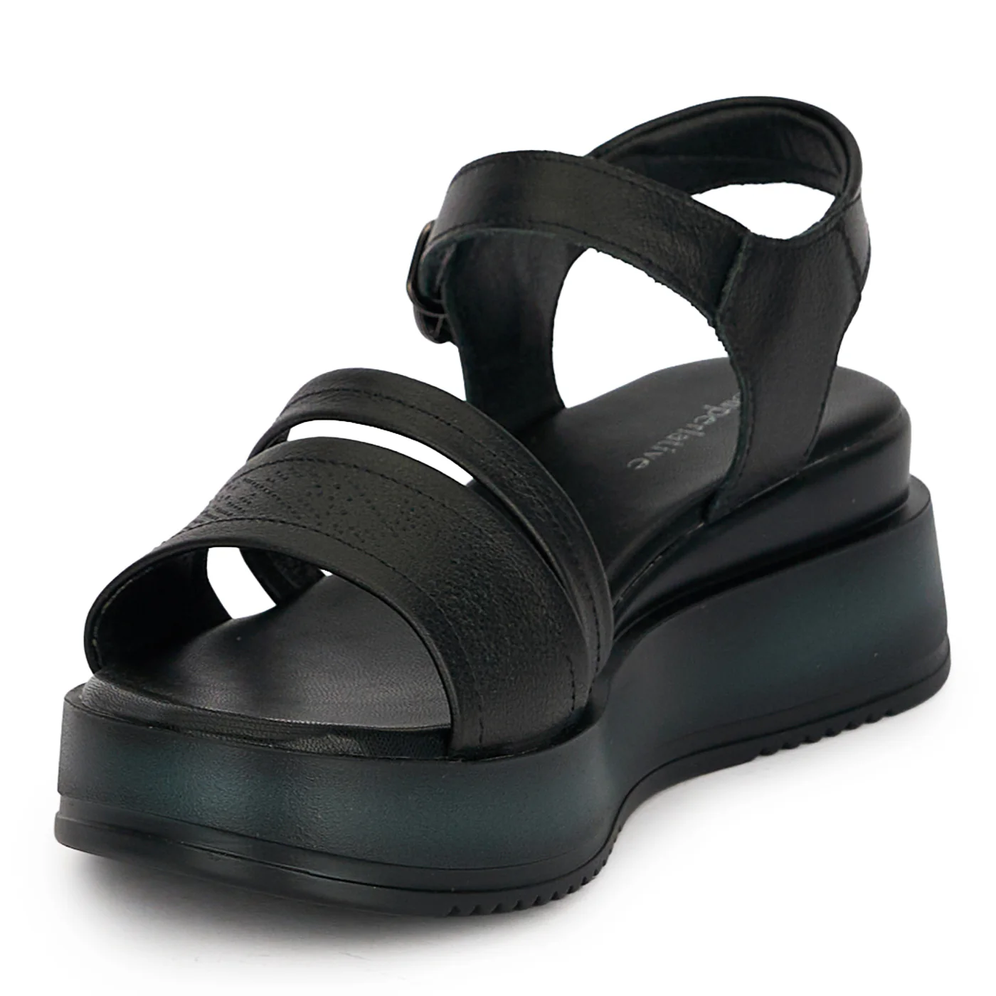 Sandale dama din piele naturala neagra cu platforma 5 cm 19757 - Image 3