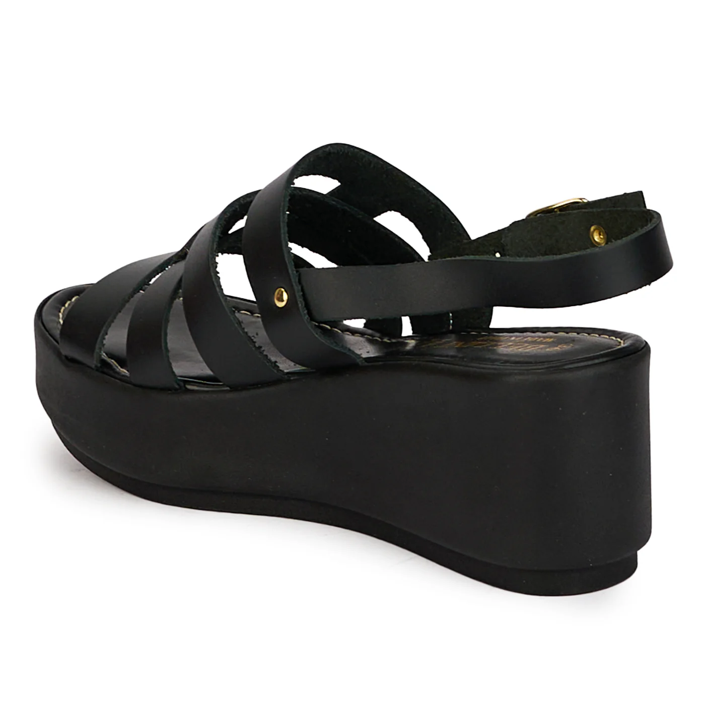 Sandale dama din piele naturala neagra cu platforma 6.5 cm 18410 - Image 2