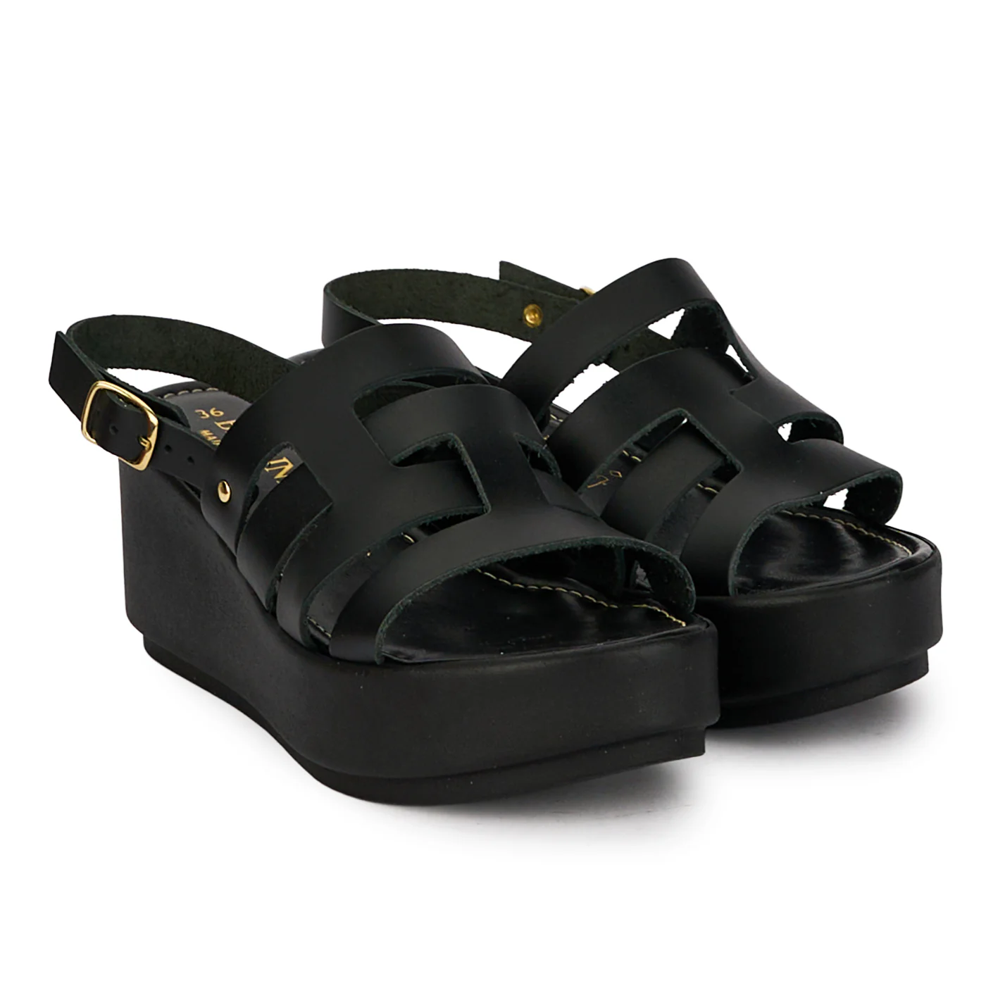 Sandale dama din piele naturala neagra cu platforma 6.5 cm 18410 - Image 4