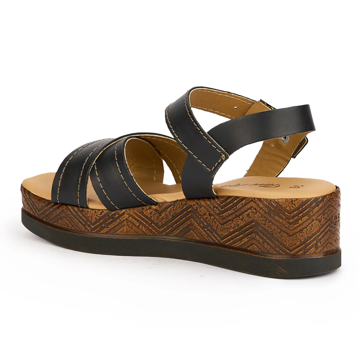 Sandale dama din piele naturala neagra cu platforma 6 cm 16118 - Image 3