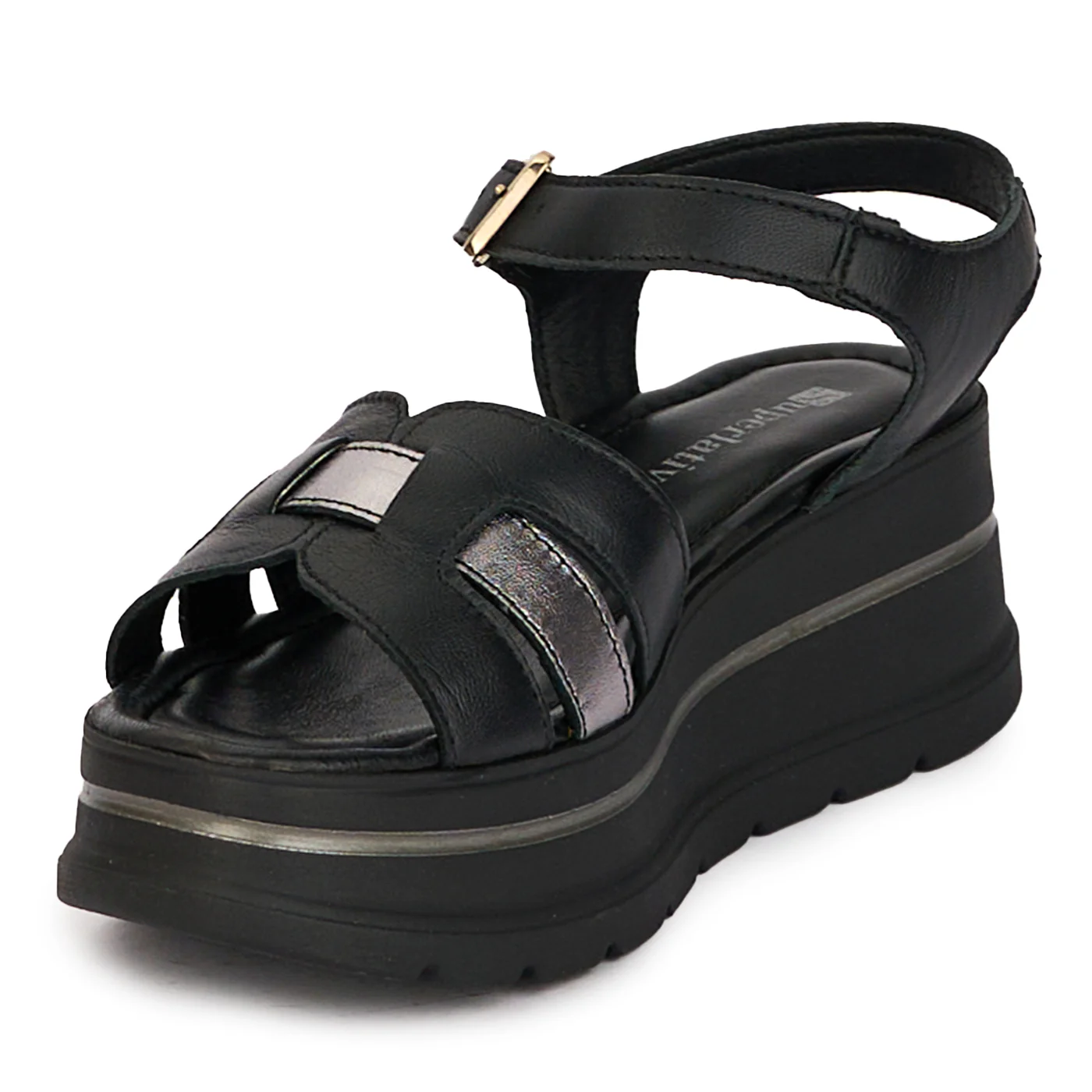 Sandale dama din piele naturala neagra cu platforma 6 cm 18265 - Image 3