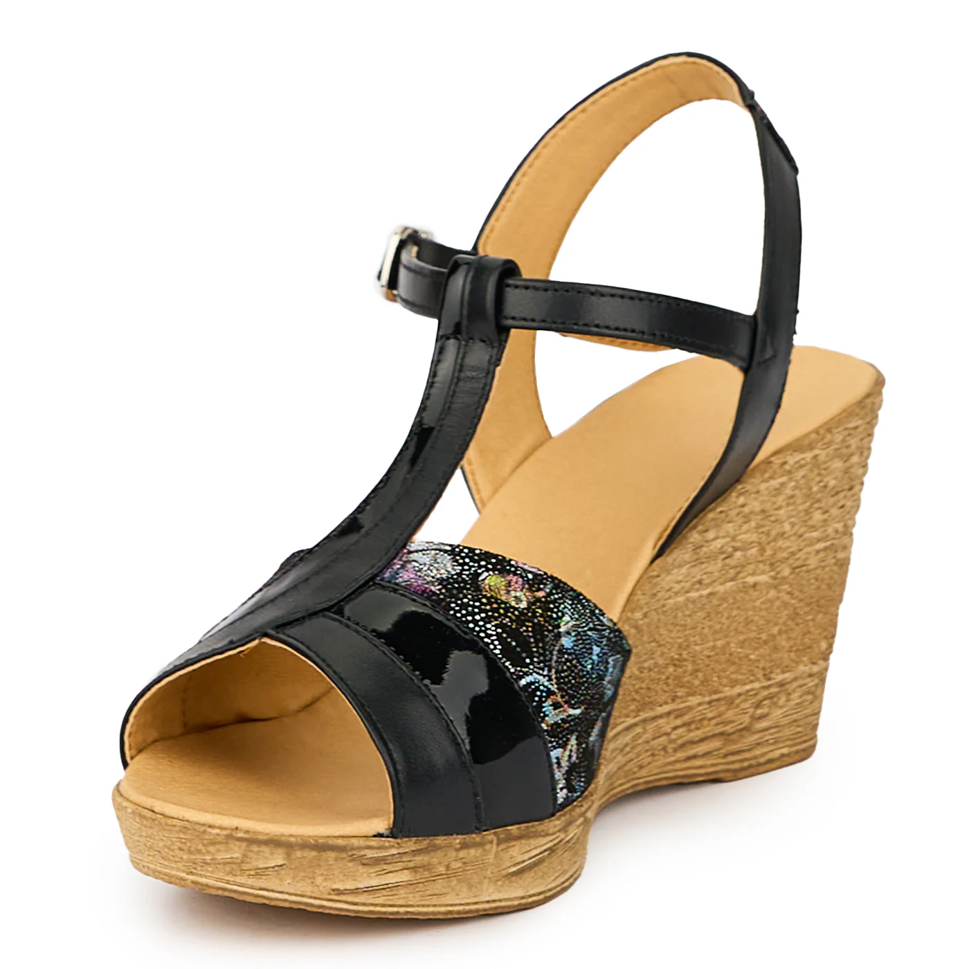 Sandale dama din piele naturala neagra cu platforma 8 cm 15296 - Image 3