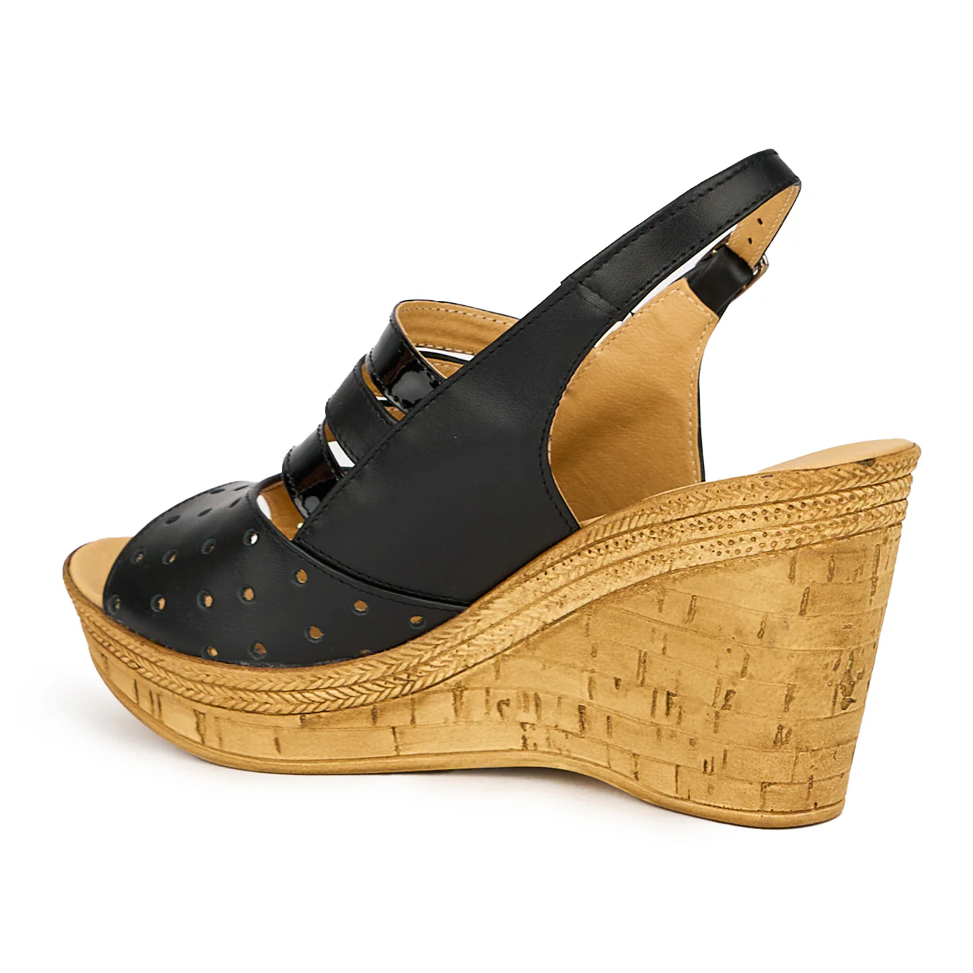 Sandale dama din piele naturala neagra cu platforma 9 cm 15824 - Image 2