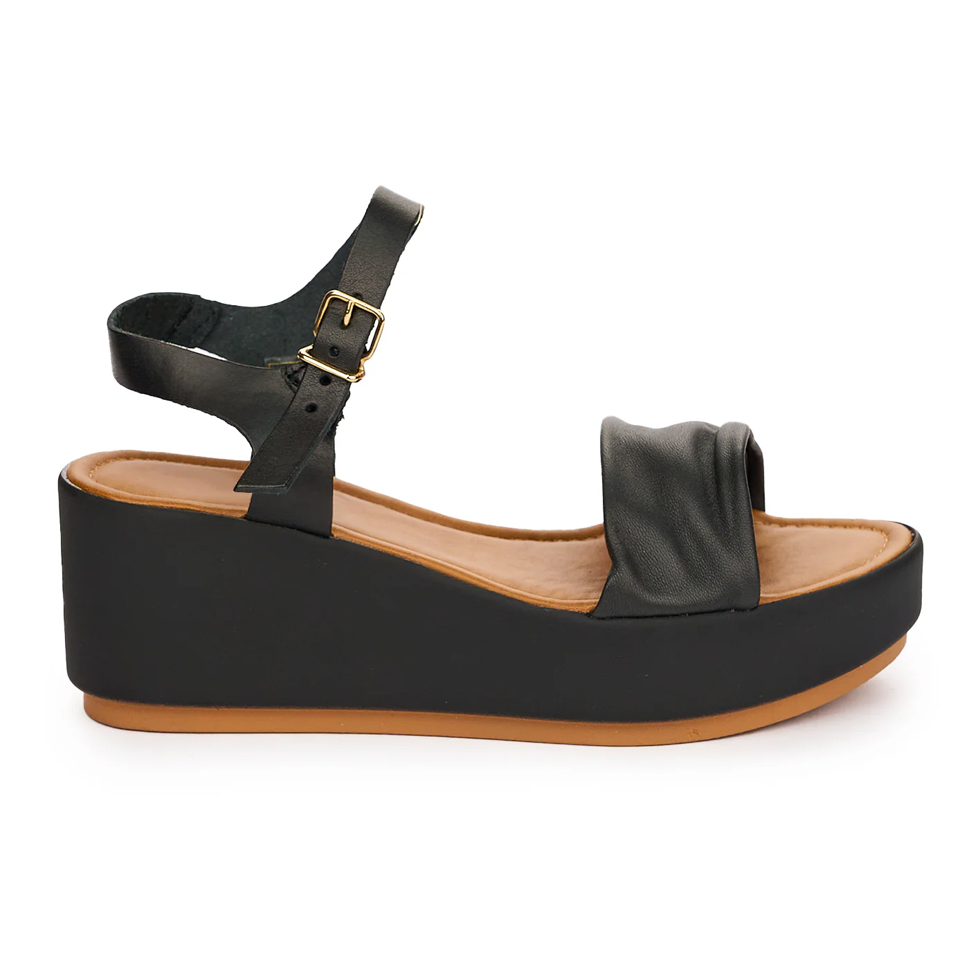 Sandale dama din piele naturala neagra cu talpa inalta 13737 - Image 5