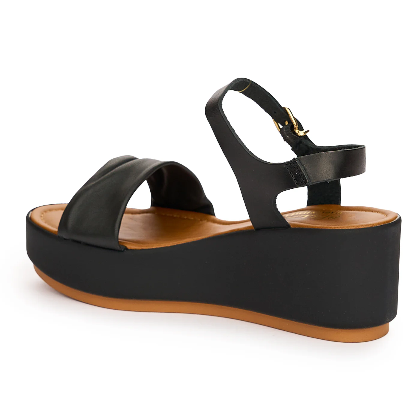 Sandale dama din piele naturala neagra cu talpa inalta 13737 - Image 6