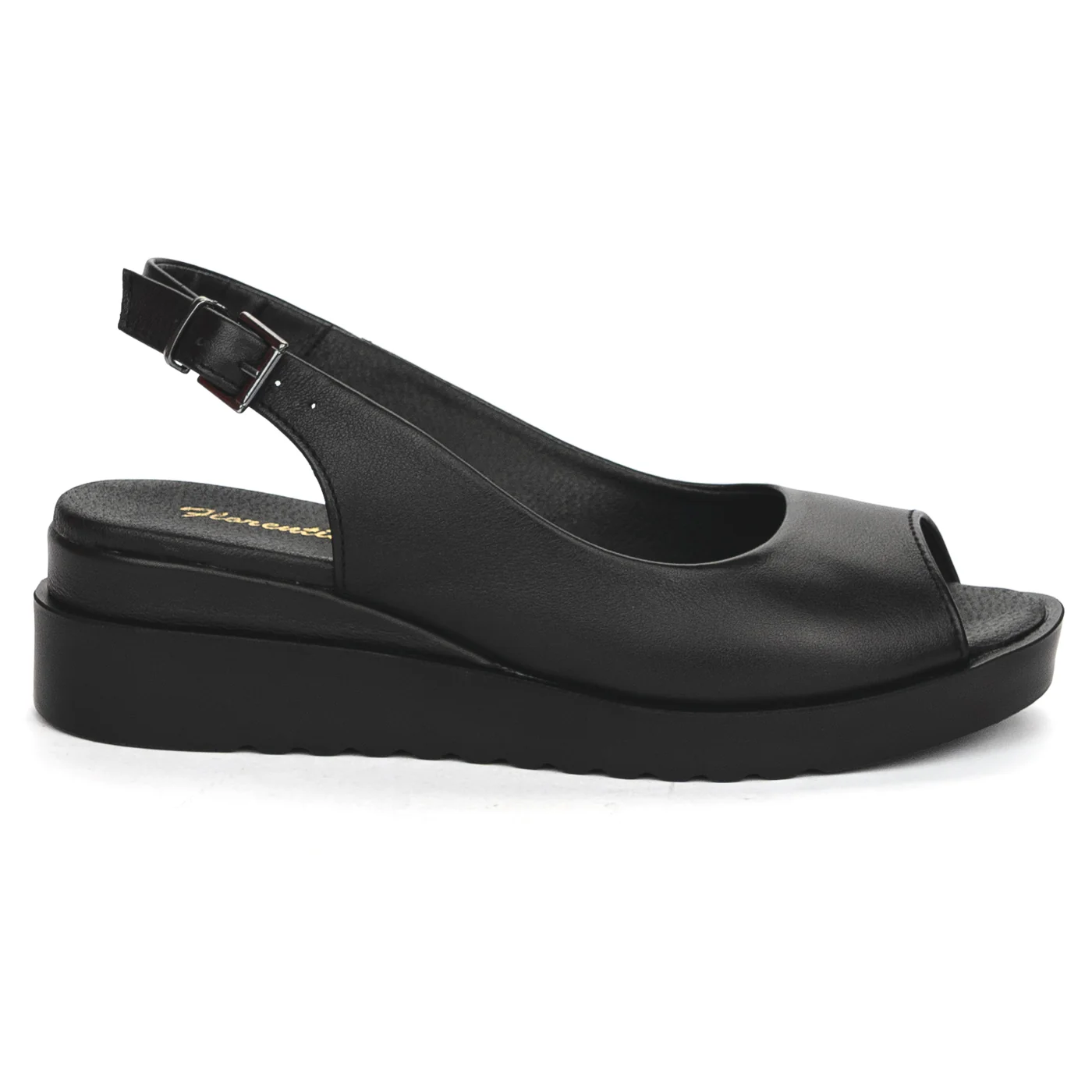 Sandale dama din piele naturala neagra cu talpa inalta 13831