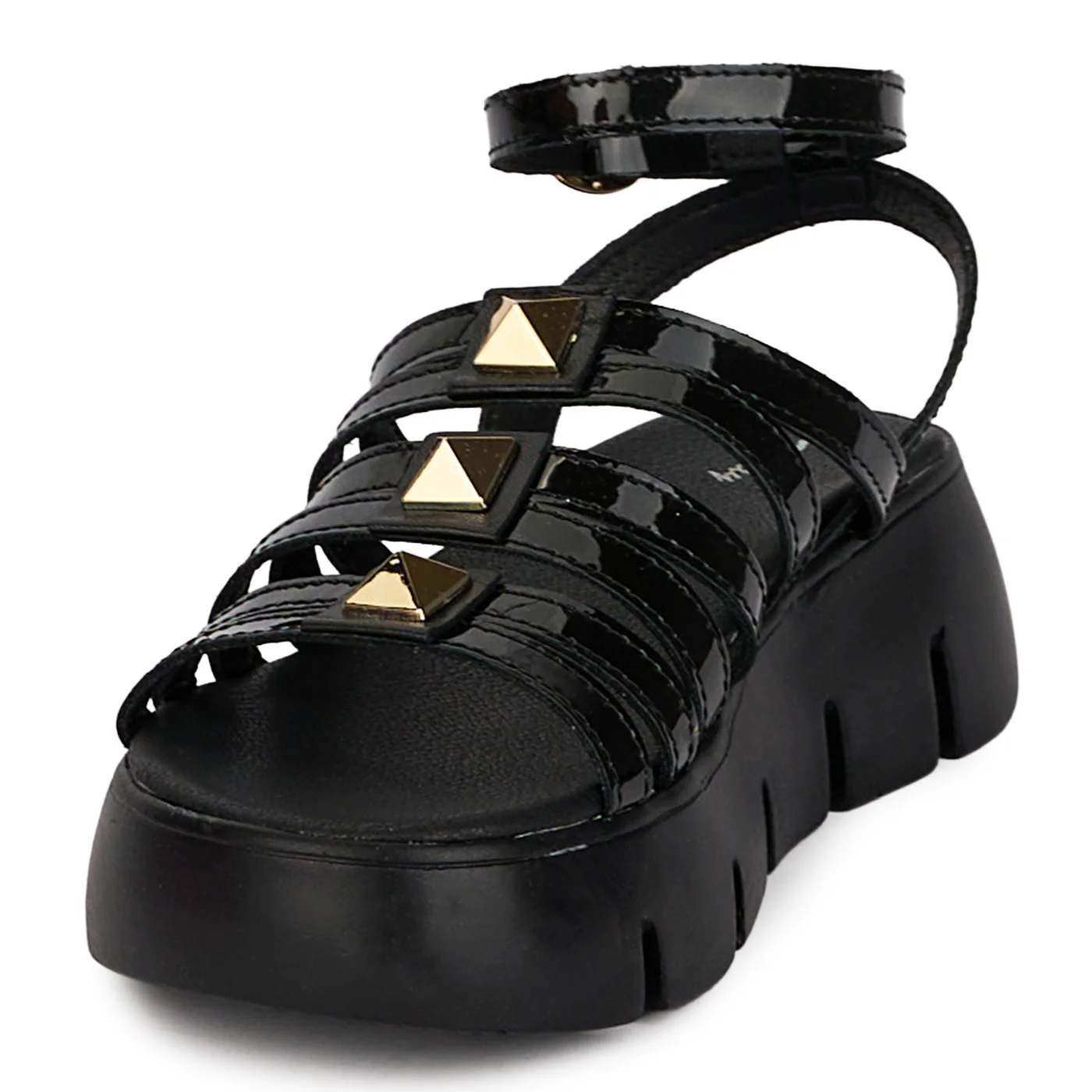 Sandale dama din piele naturala neagra cu talpa inalta 5 cm 18424 - Image 3