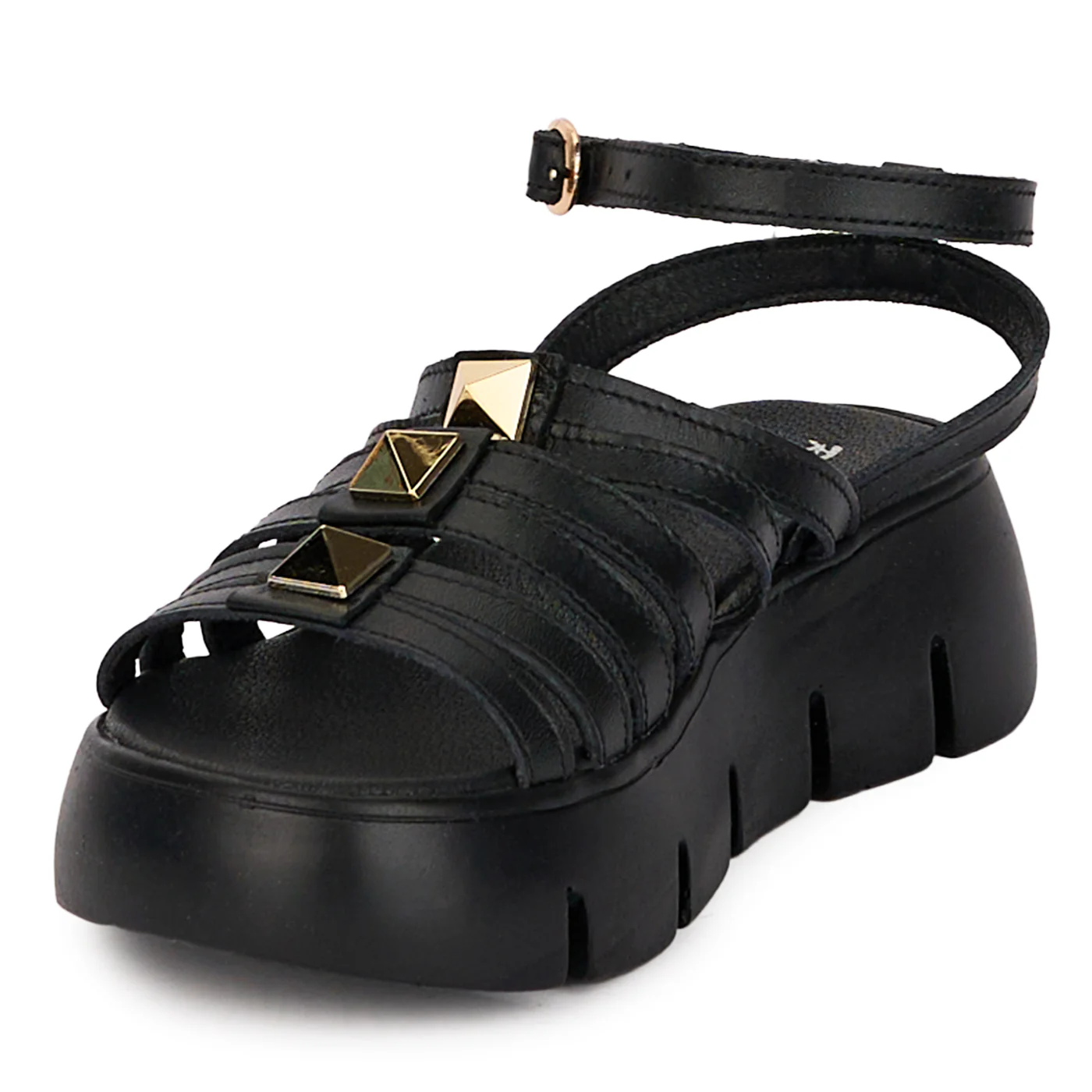 Sandale dama din piele naturala neagra cu talpa inalta 5 cm 18539 - Image 3