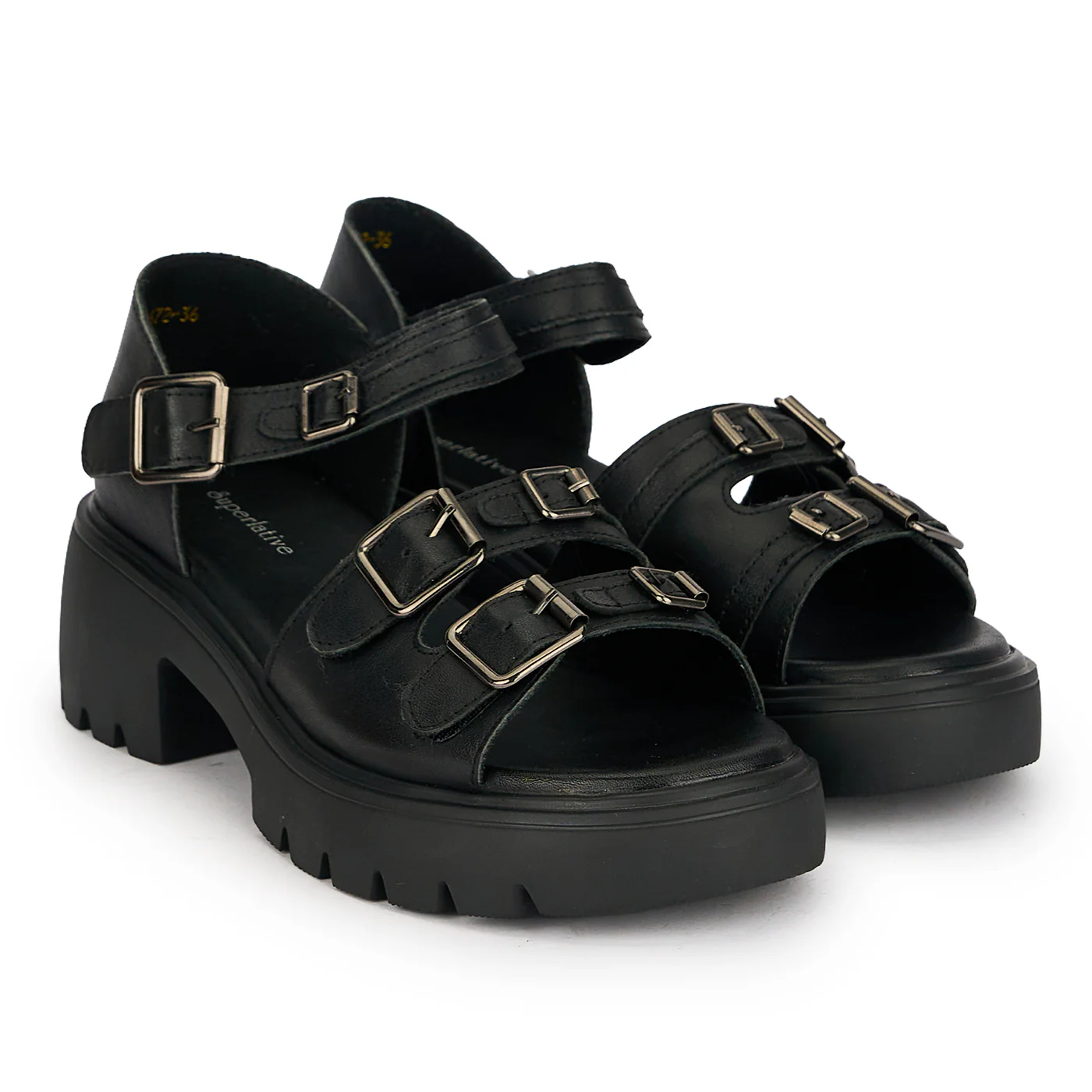 Sandale dama din piele naturala neagra cu talpa inalta 5 cm 19771 - Image 4
