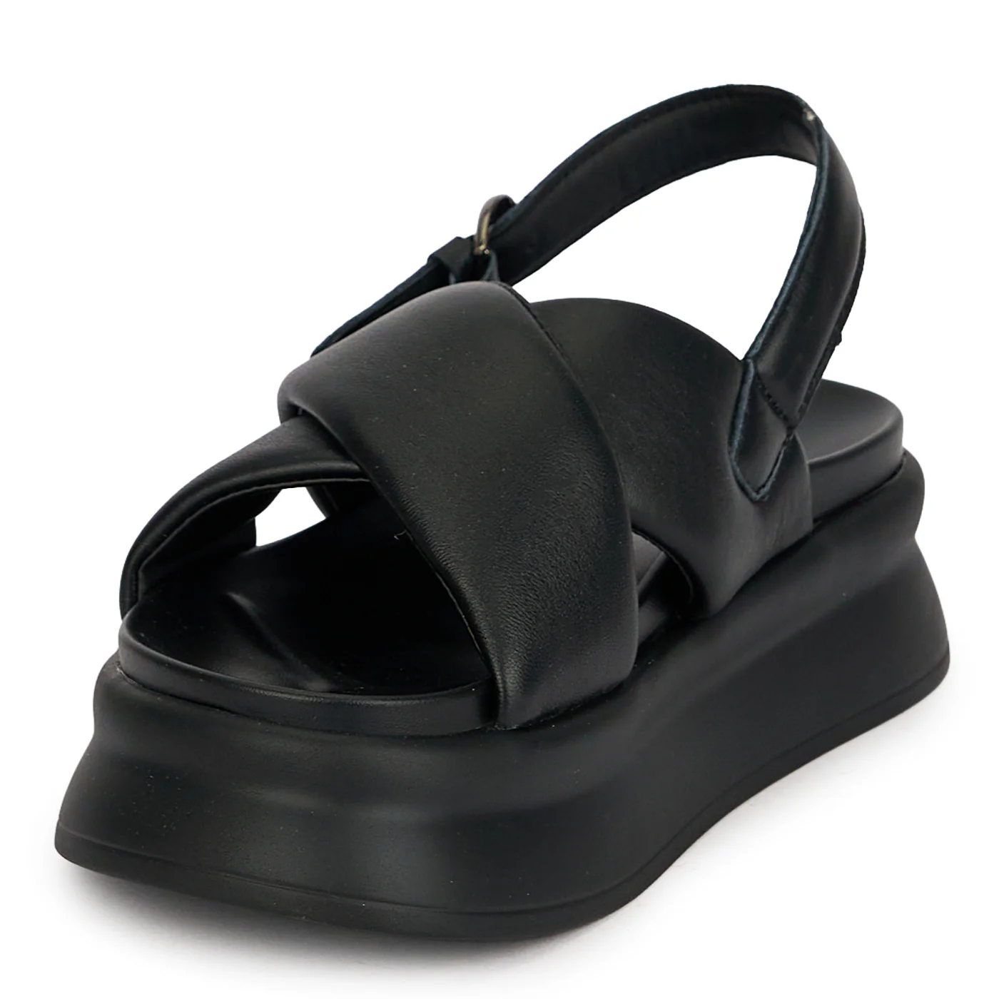 Sandale dama din piele naturala neagra cu talpa inalta 5 cm 19777 - Image 3