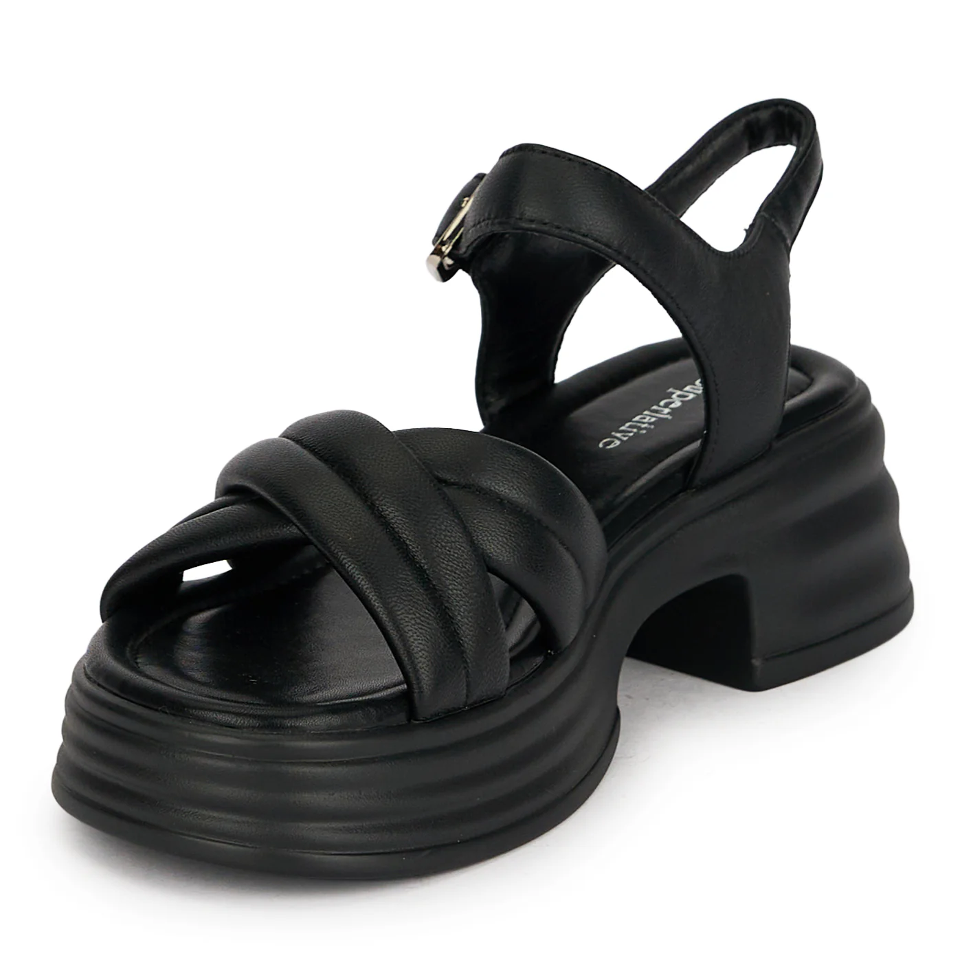 Sandale dama din piele naturala neagra cu talpa inalta 5 cm 19791 - Image 3