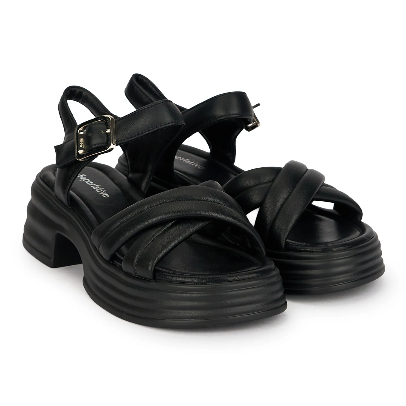 Sandale dama din piele naturala neagra cu talpa inalta 5 cm 19791 - Image 4