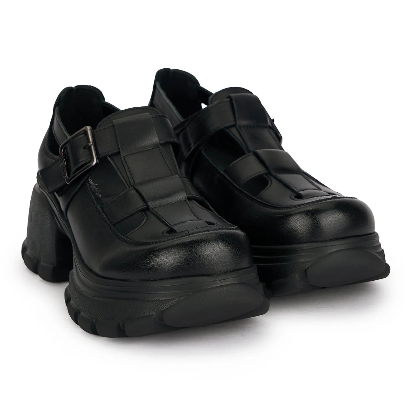 Sandale dama din piele naturala neagra cu talpa inalta 6 cm 19560 - Image 4
