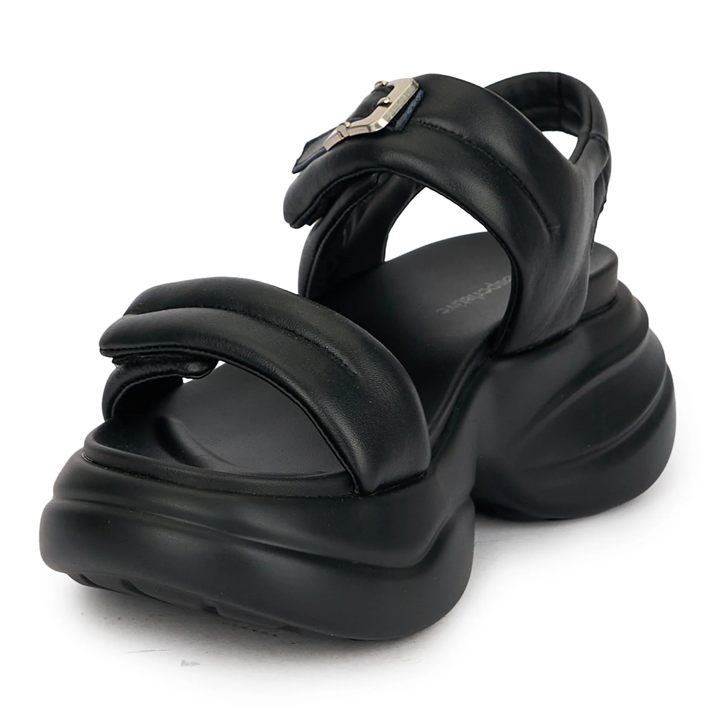 Sandale dama din piele naturala neagra cu talpa inalta 6 cm 19780 - Image 3