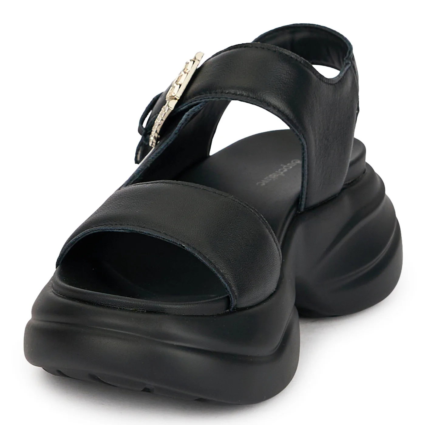 Sandale dama din piele naturala neagra cu talpa inalta 6 cm 19781 - Image 3