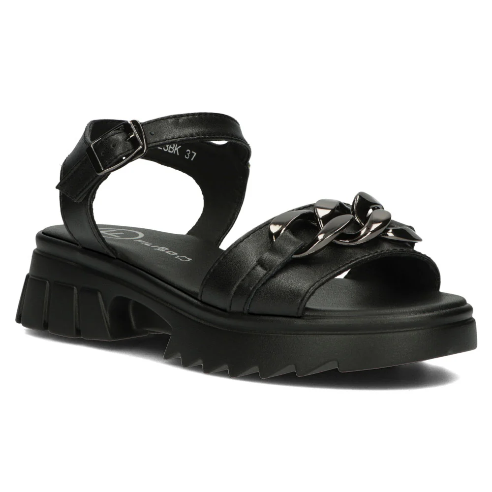 Sandale dama din piele naturala neagra cu talpa joasa 13329 - Image 2