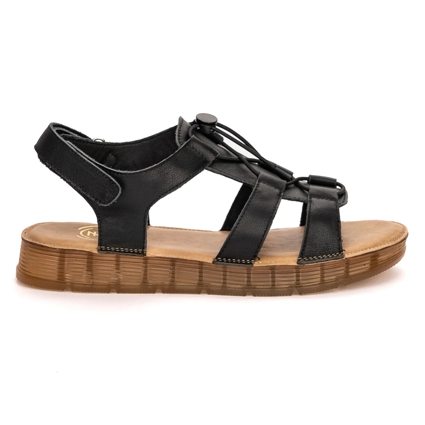 Sandale dama din piele naturala neagra cu talpa joasa 13347