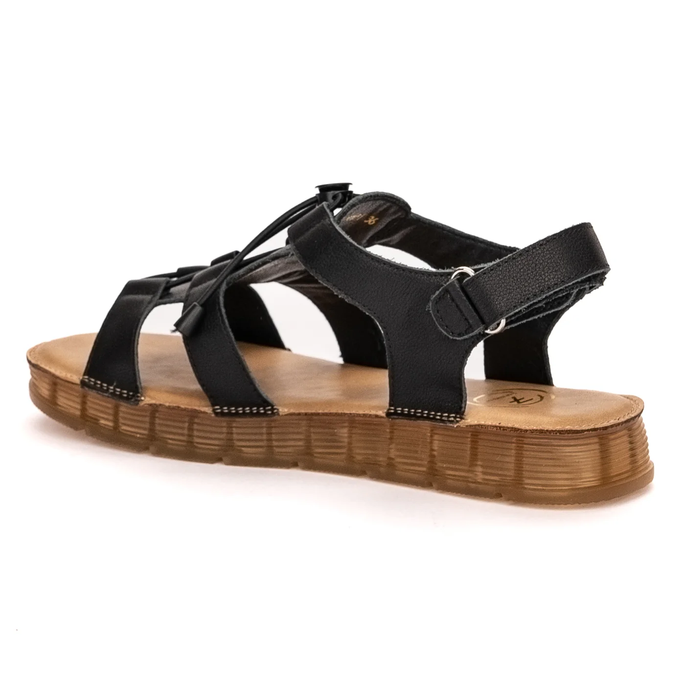 Sandale dama din piele naturala neagra cu talpa joasa 13347 - Image 2