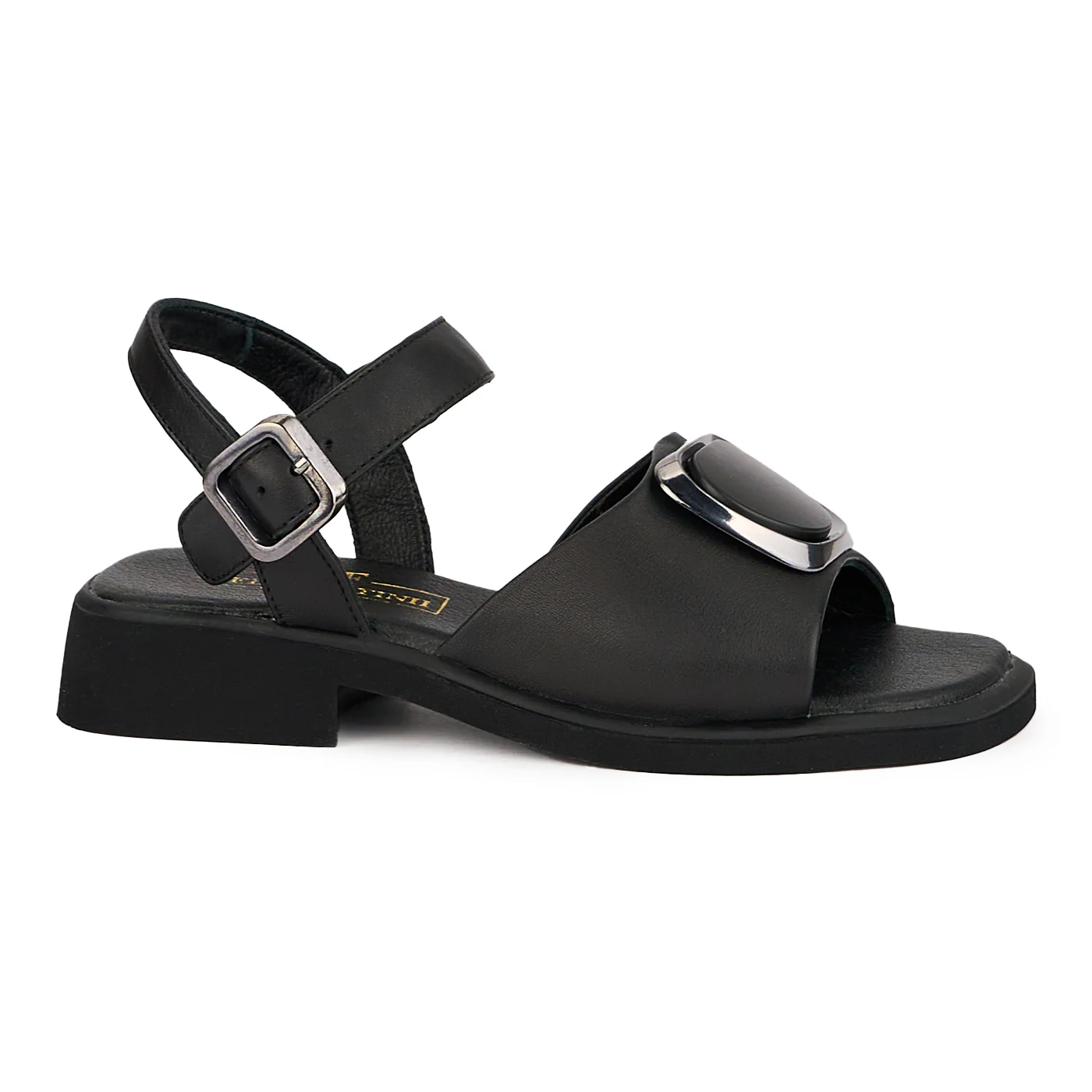 Sandale dama din piele naturala neagra cu talpa joasa 16338 - Image 2