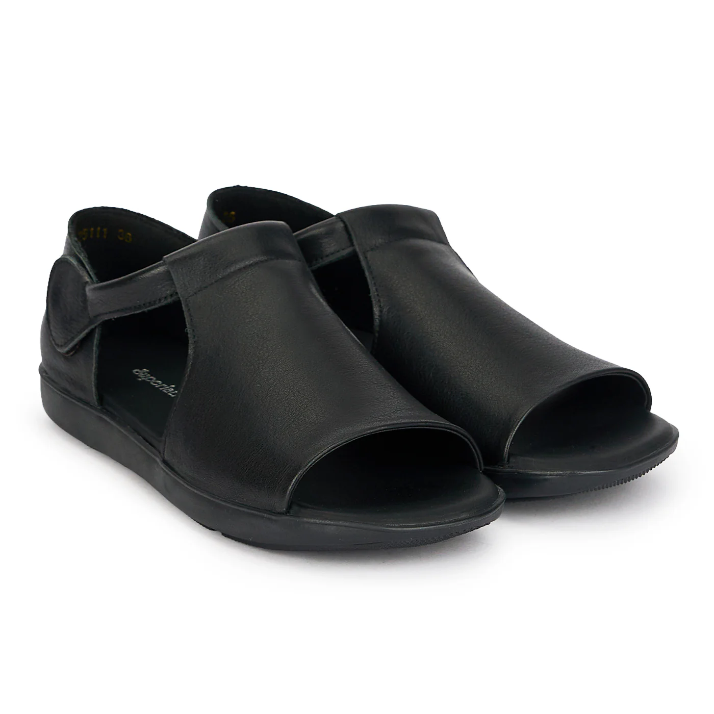 Sandale dama din piele naturala neagra cu talpa joasa 19934 - Image 4
