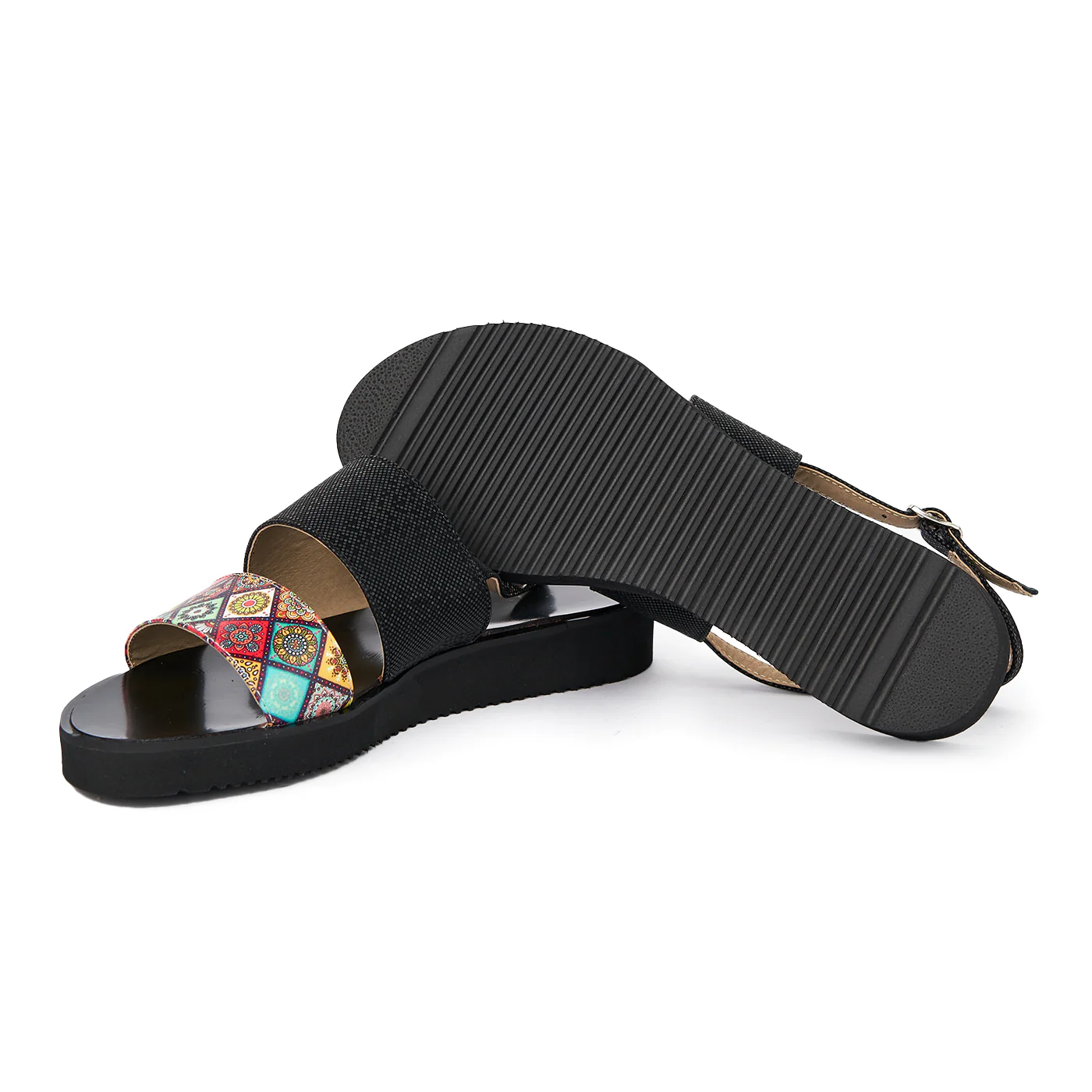 Sandale dama din piele naturala neagra cu talpa joasa 2424 - Image 5