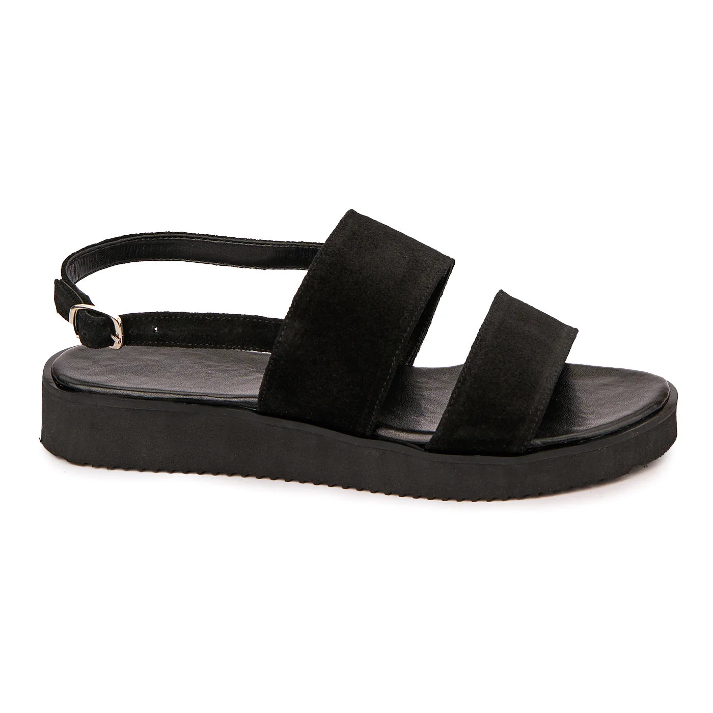 Sandale dama din piele naturala neagra cu talpa joasa 2516