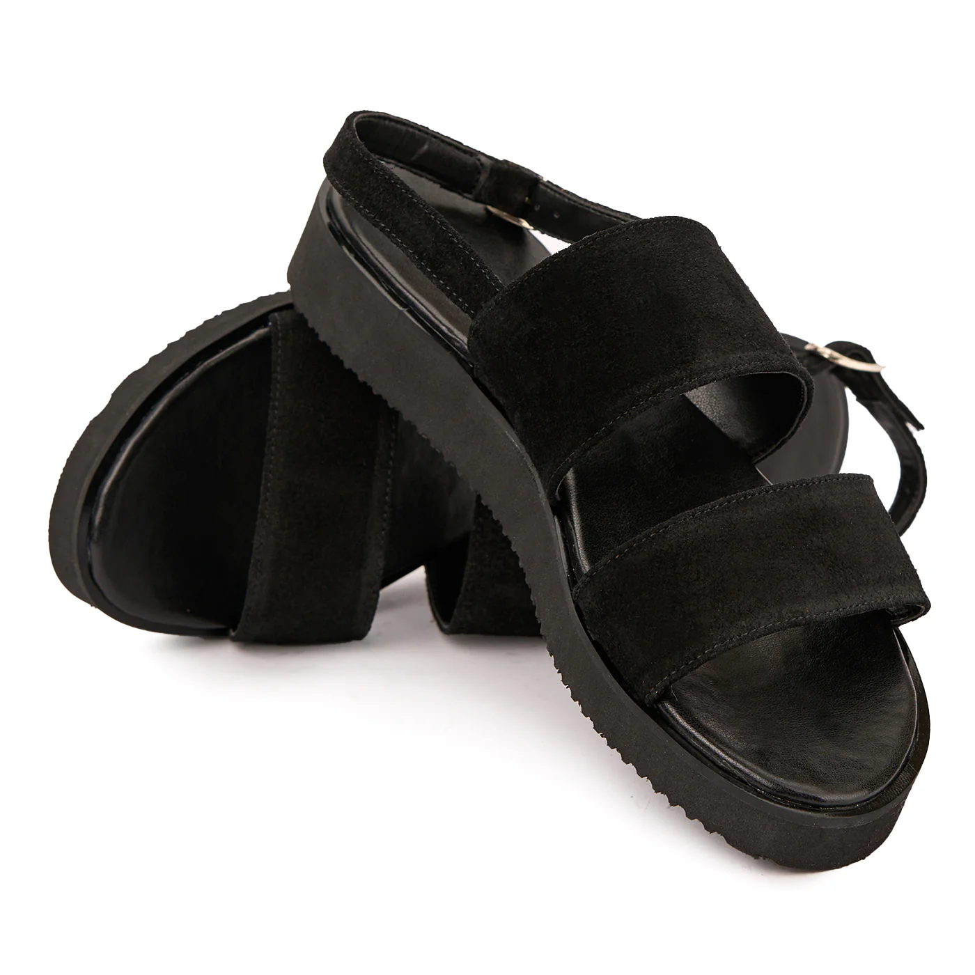 Sandale dama din piele naturala neagra cu talpa joasa 2516 - Image 4
