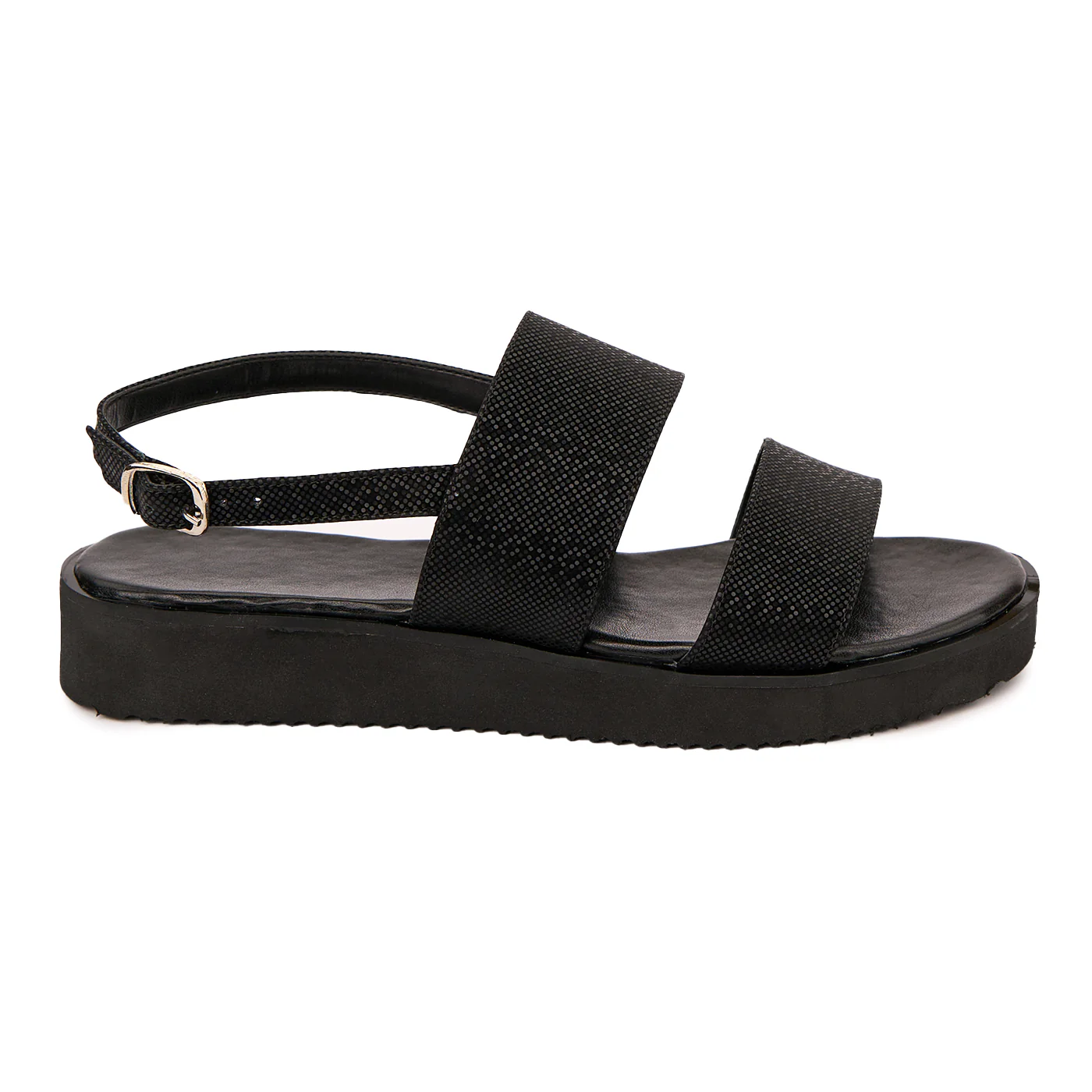 Sandale dama din piele naturala neagra cu talpa joasa 2517